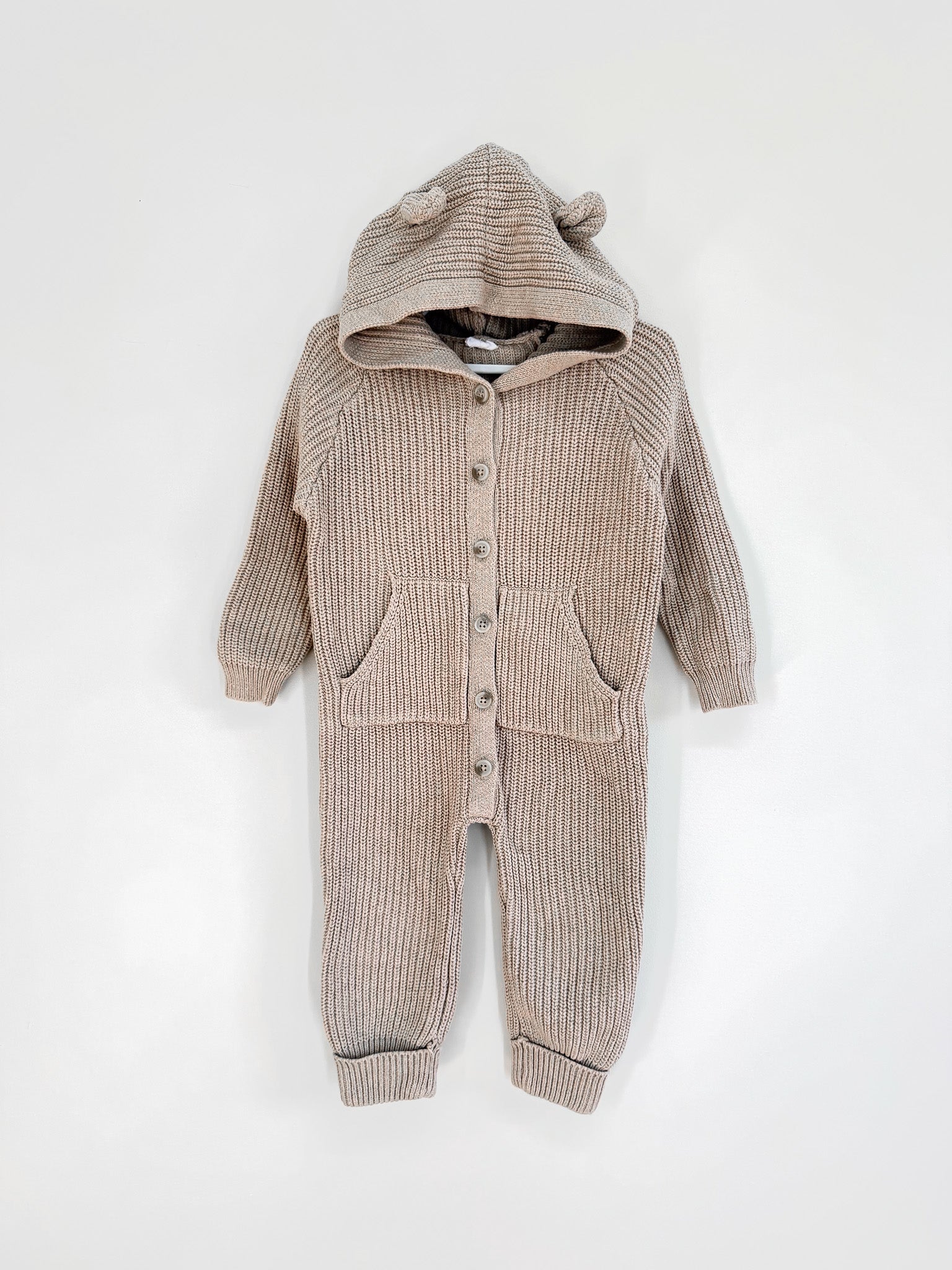 Jamie Kay OG bear knit one piece - wheat marle (2y)