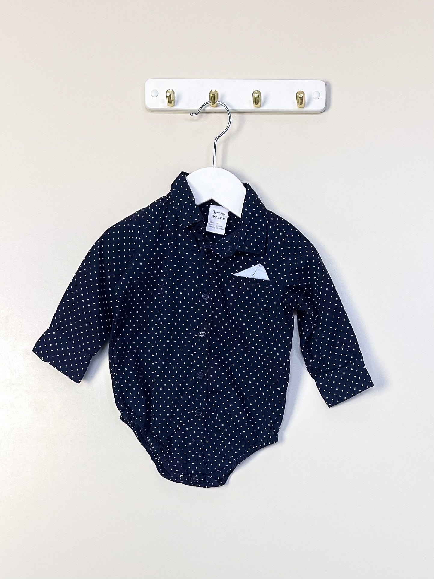 Teeny Weeny shirt bodysuit - navy spot (6-12m)