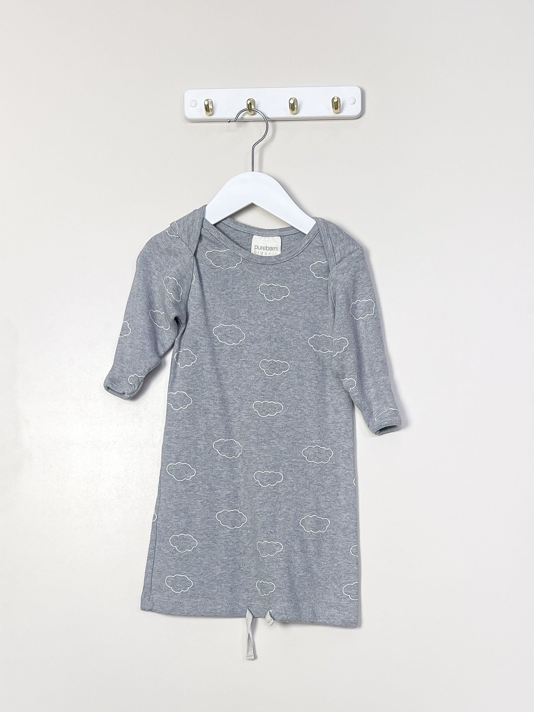 Pureborn organic gown - clouds (0-3m)