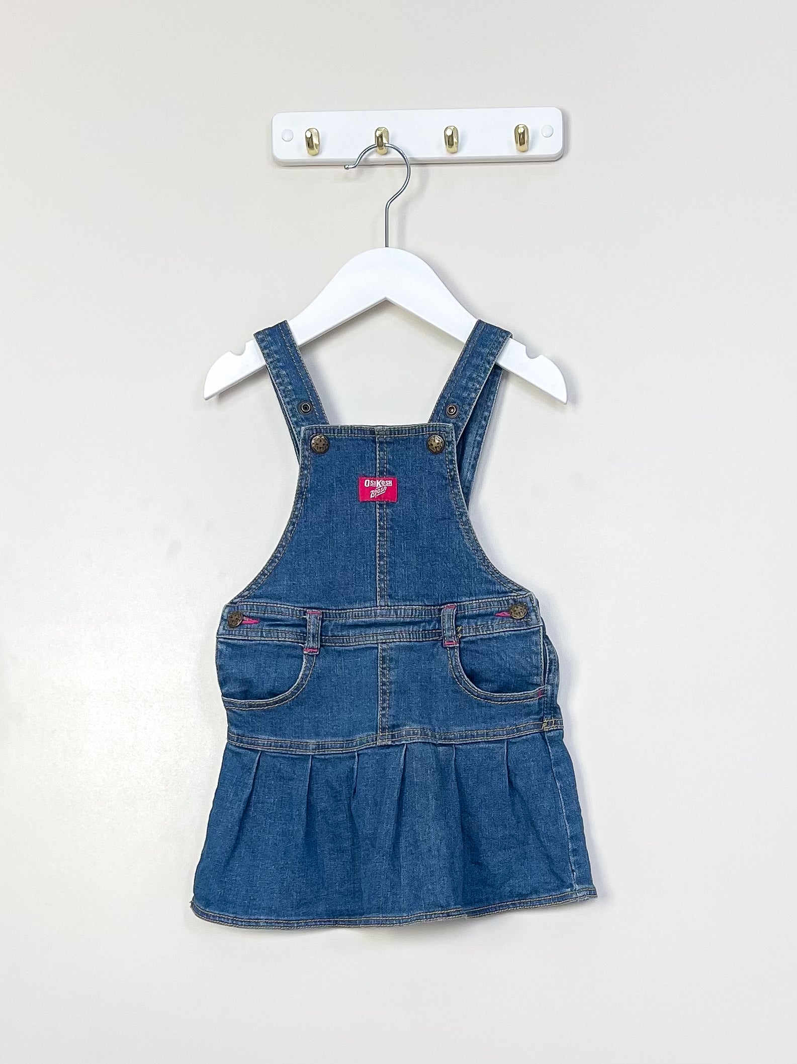 Vintage OshKosh denim pinafore bib dress '00s (1-2y)