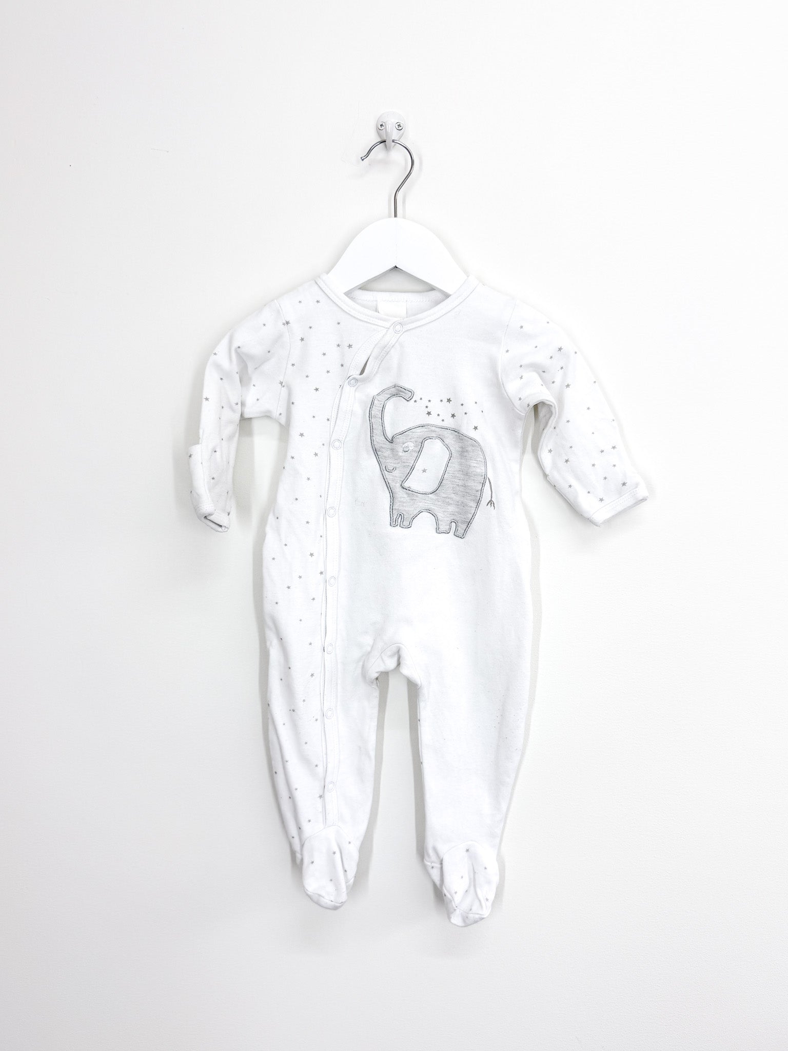 Little Bundle elephant stars button onesie (3-6m)