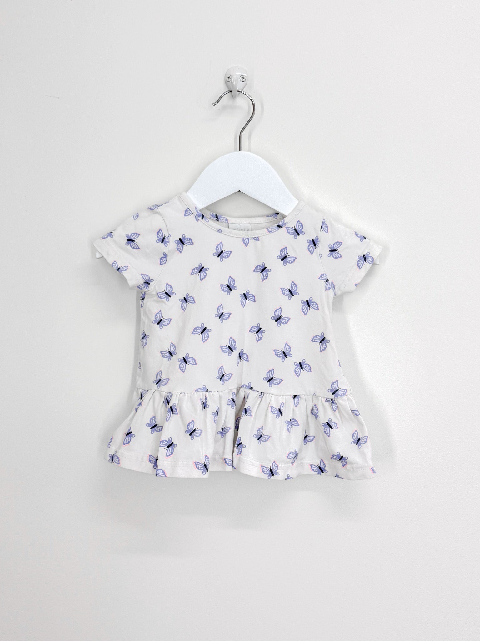 Teeny Weeny short sleeve butterfly peplum top (6-12m)