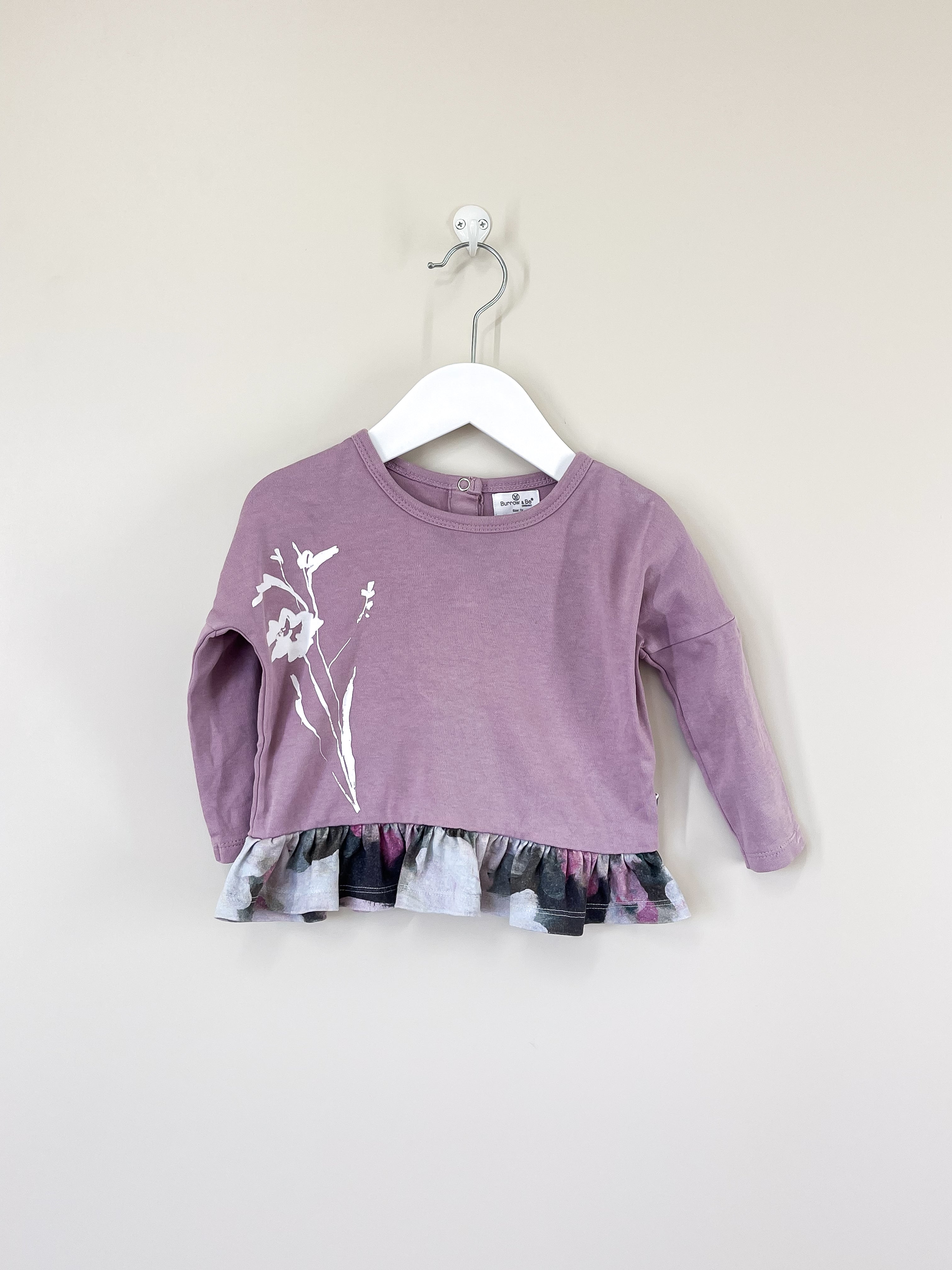 Burrow & Be organic lilac paint dab long sleeve tee (1y)