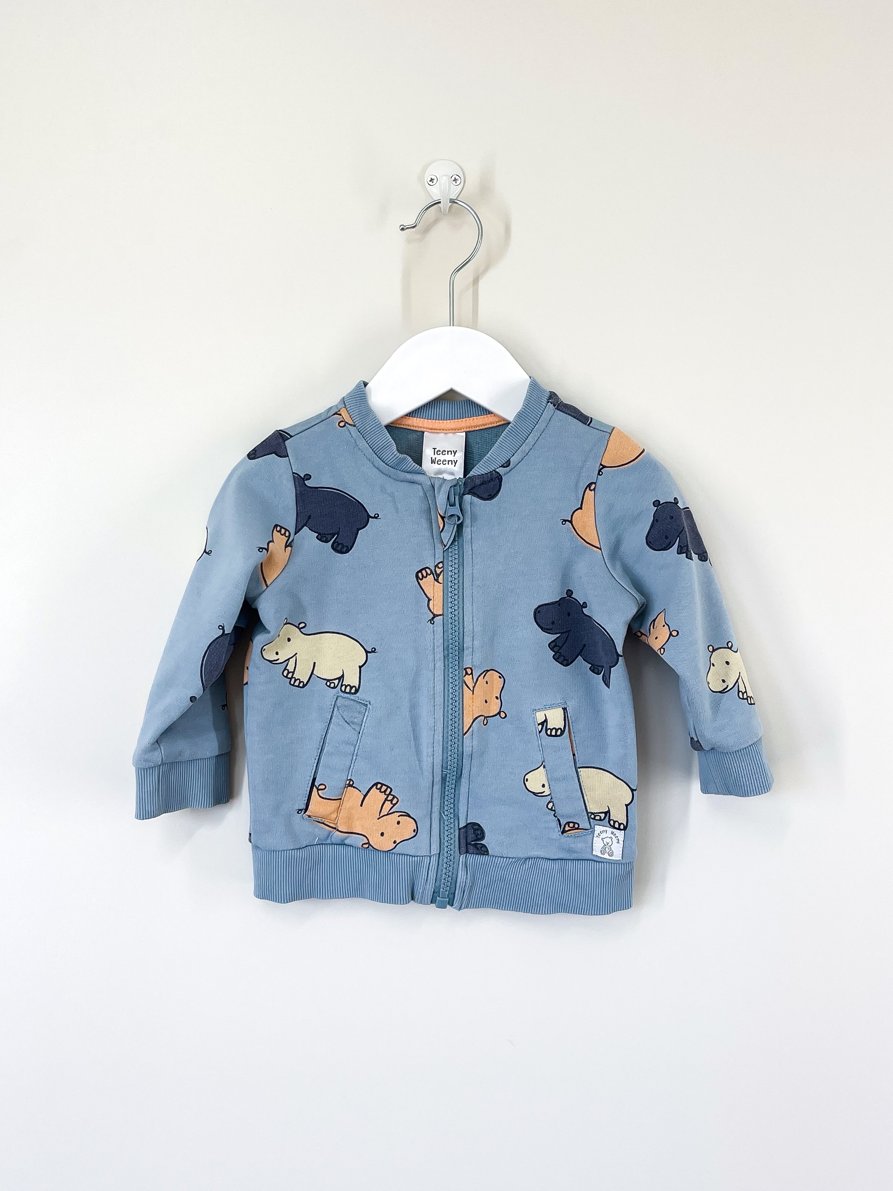 Teeny Weeny hippo zip sweatshirt (12-18m)