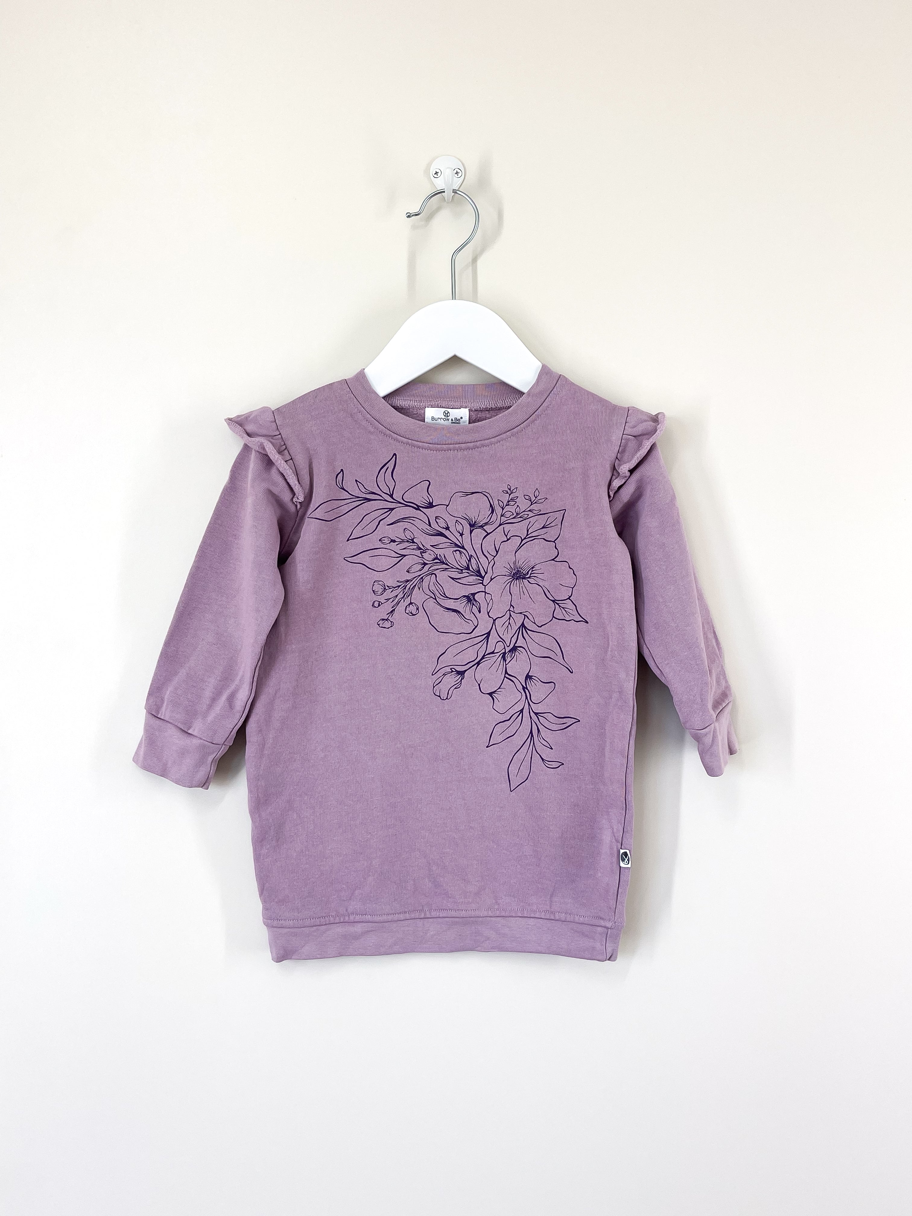 Burrow & Be organic lilac winter floral sweater dress (1y)