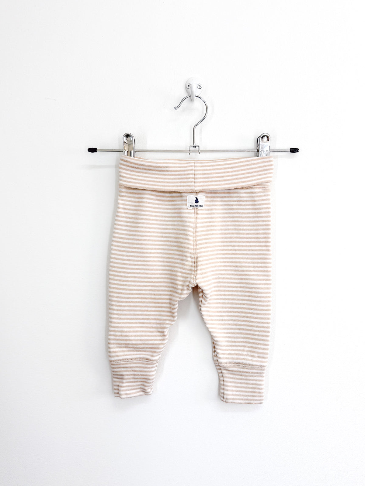 Country Road fold over leggings - beige stripe (6-12m)