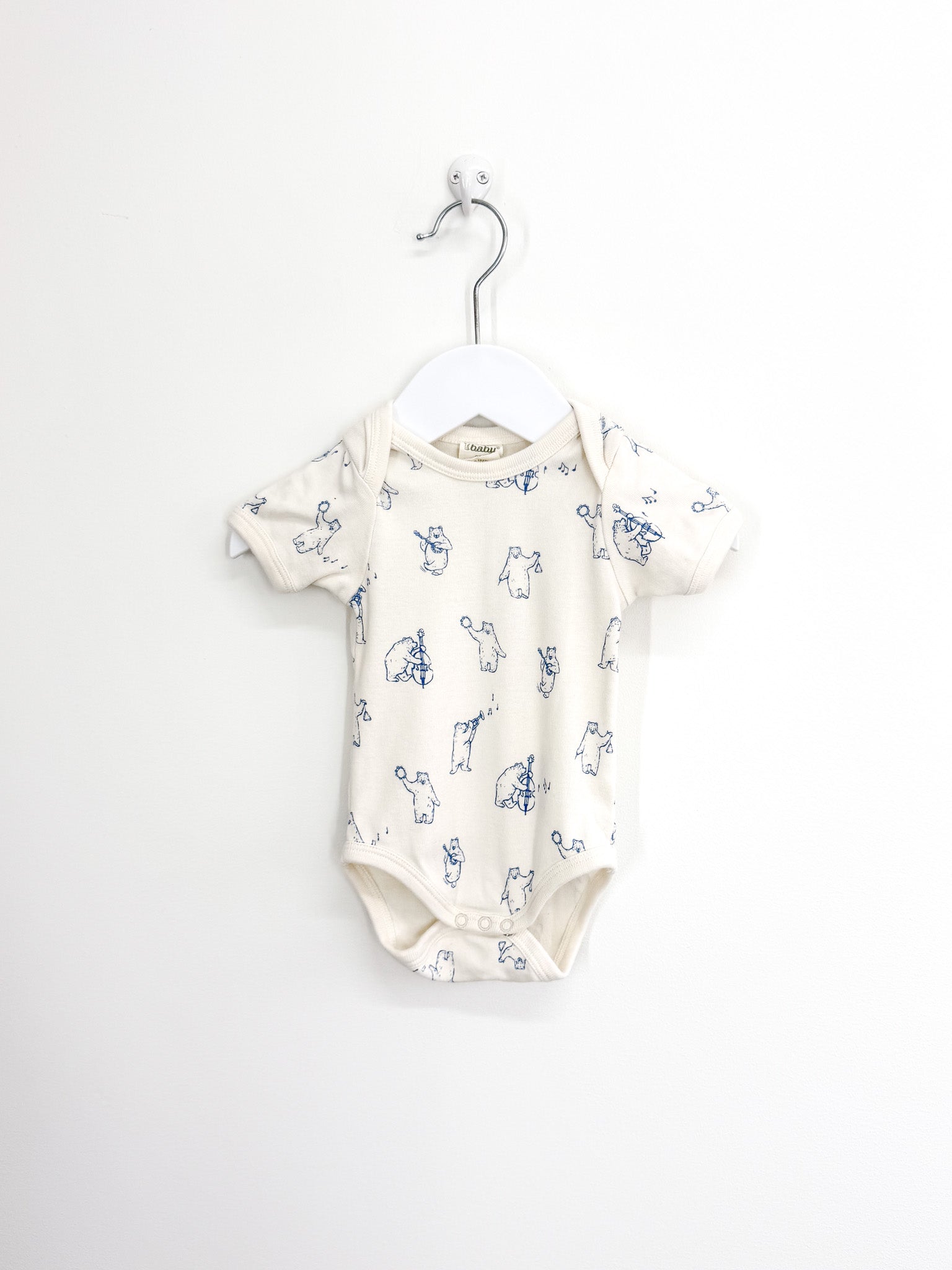 Nature Baby organic short sleeve bodysuit - bluegrass bears (0-3m)
