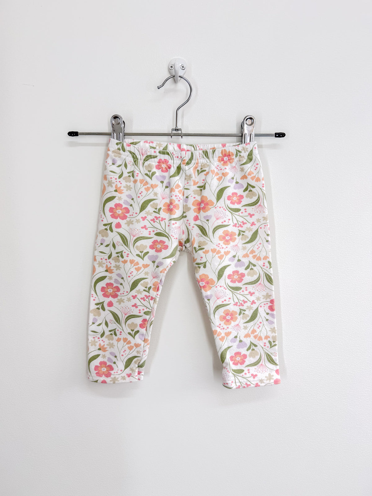 Teeny Weeny floral fleece leggings (6-12m)