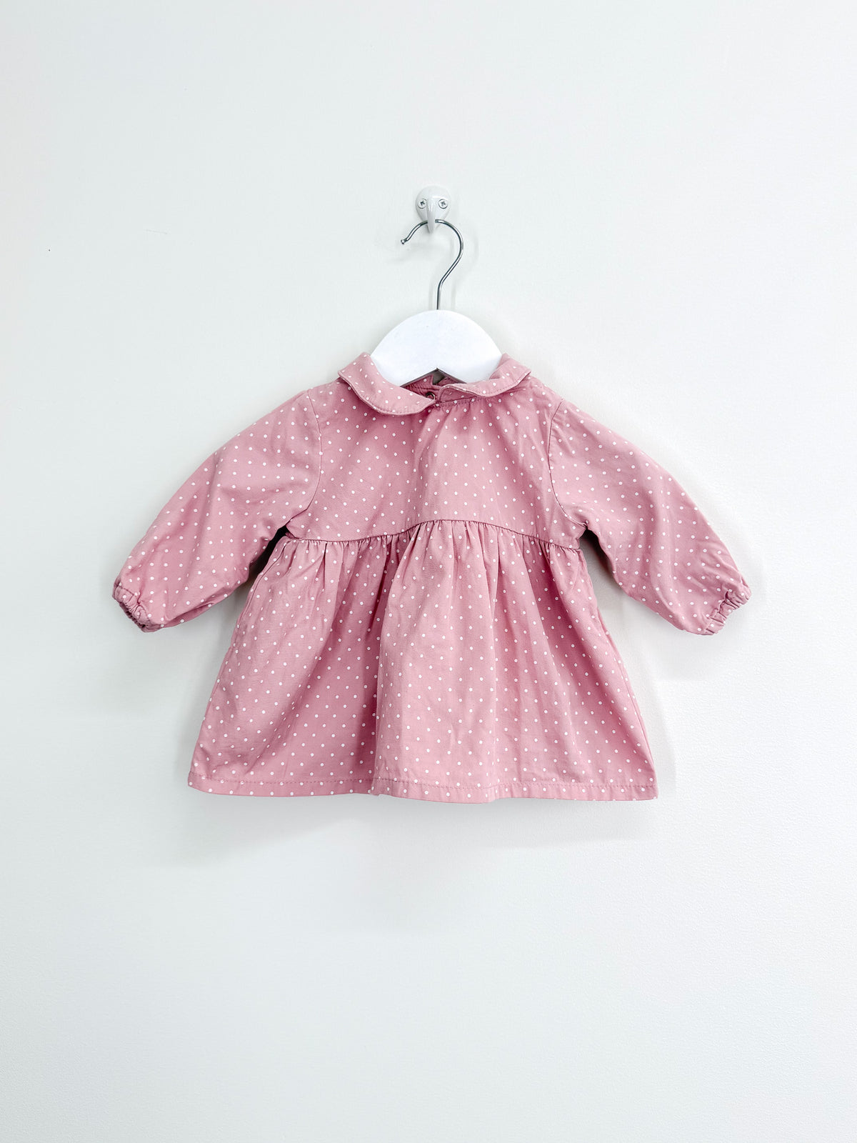Little Bundle long sleeve pink spot dress (3-6m)