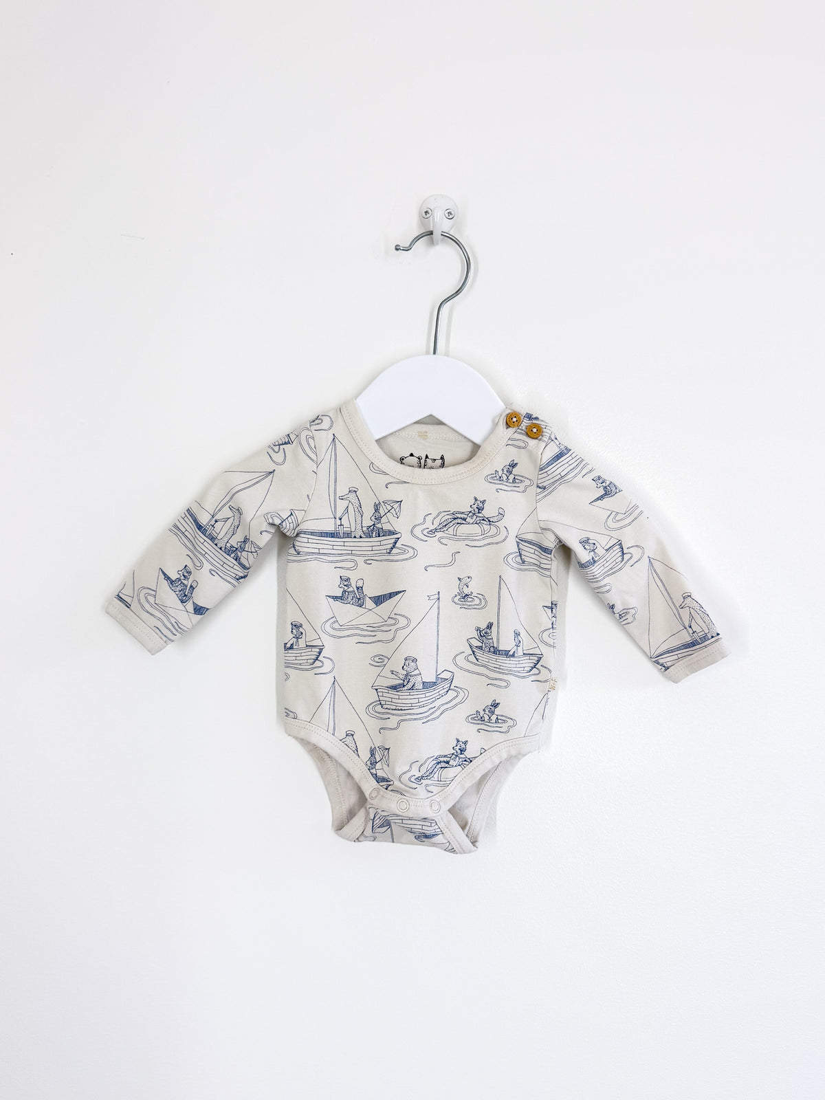 Wilson & Frenchy organic long sleeve bodysuit - sail away (0-3m)
