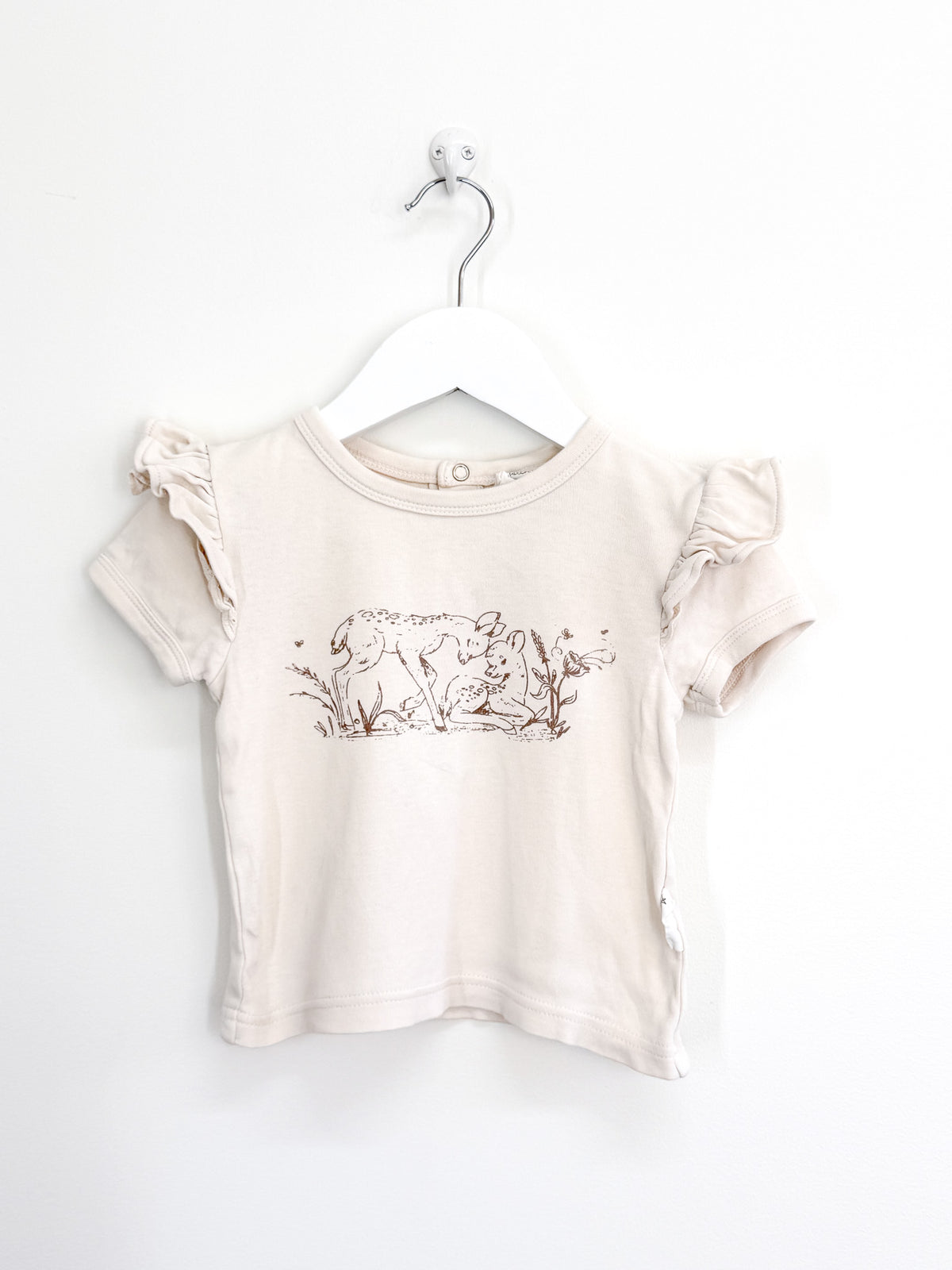Aster & Oak organic fawn print flutter tee (12-18m)