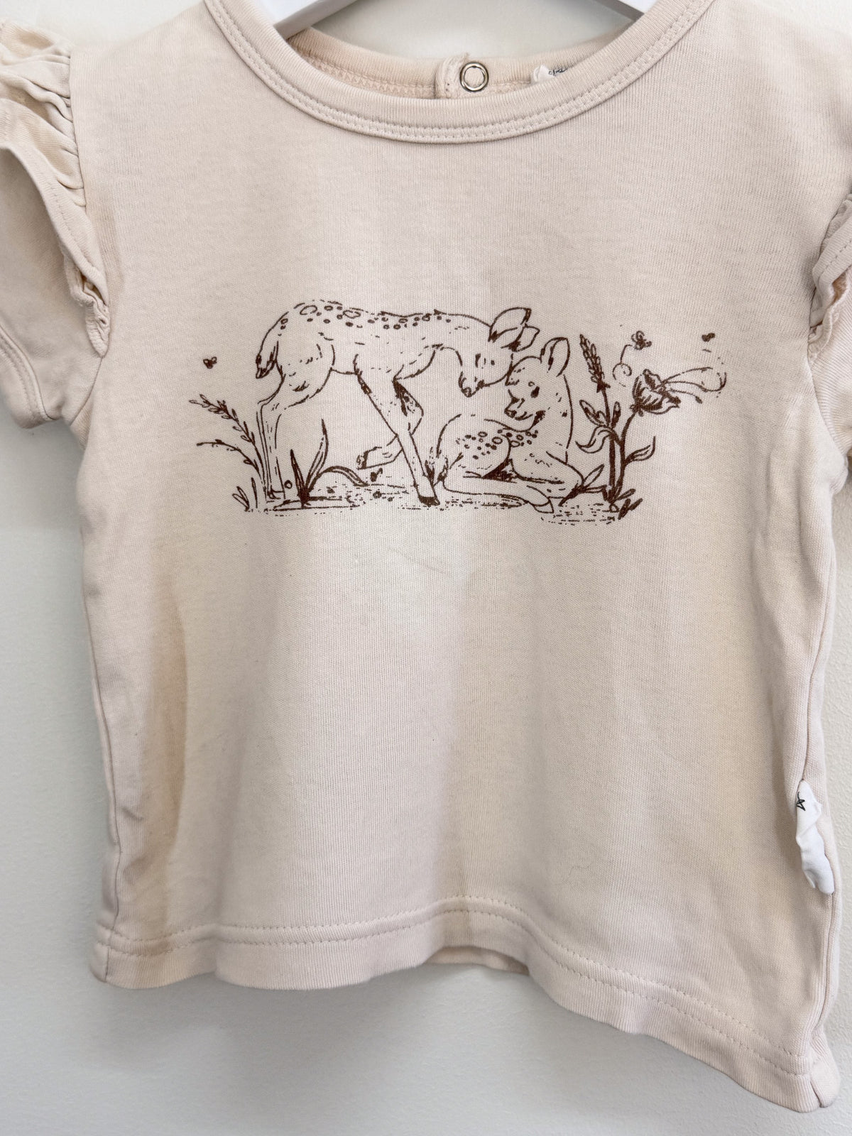 Aster & Oak organic fawn print flutter tee (12-18m)