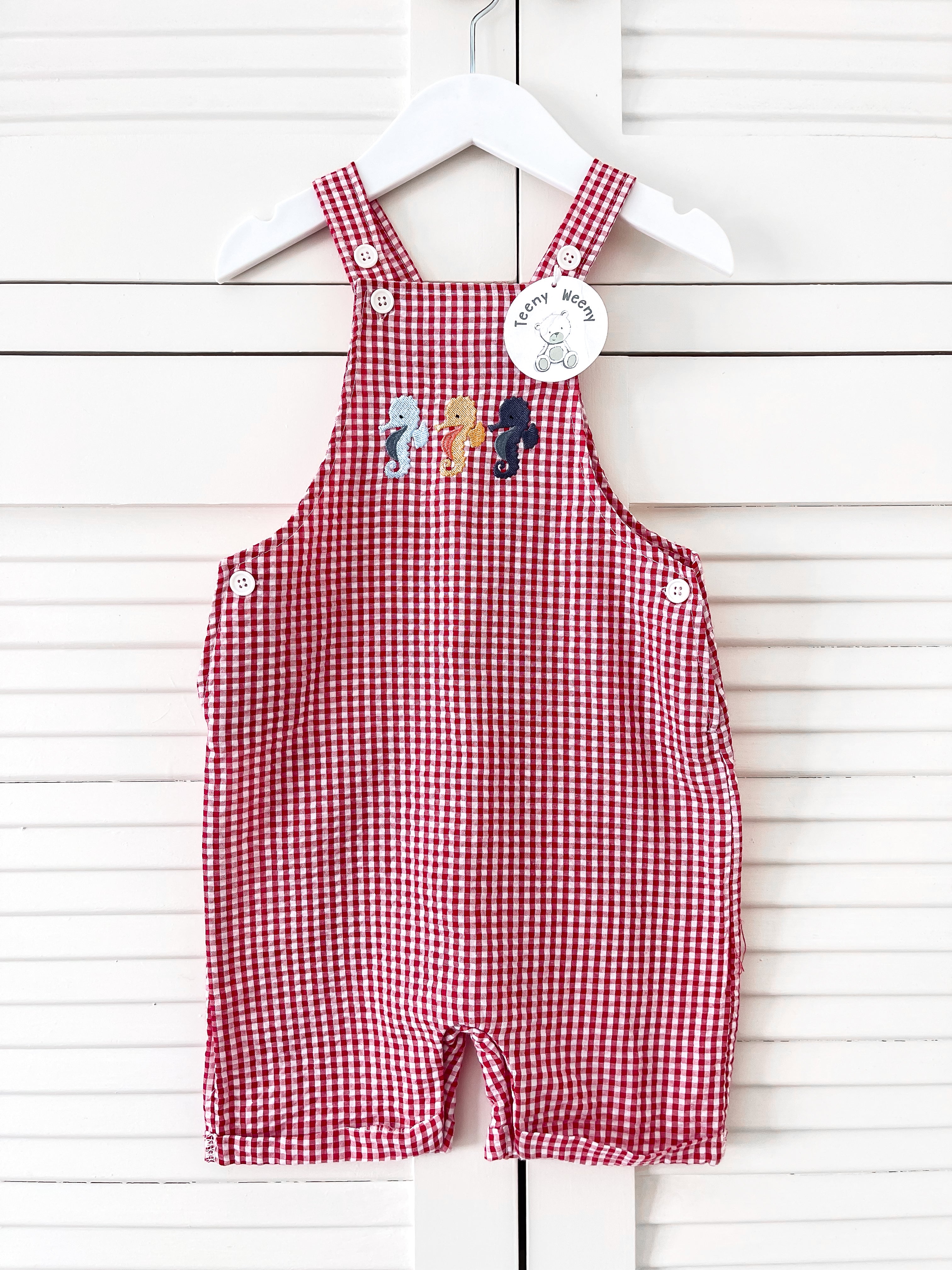 Teeny Weeny gingham seersucker overalls (18-24m)