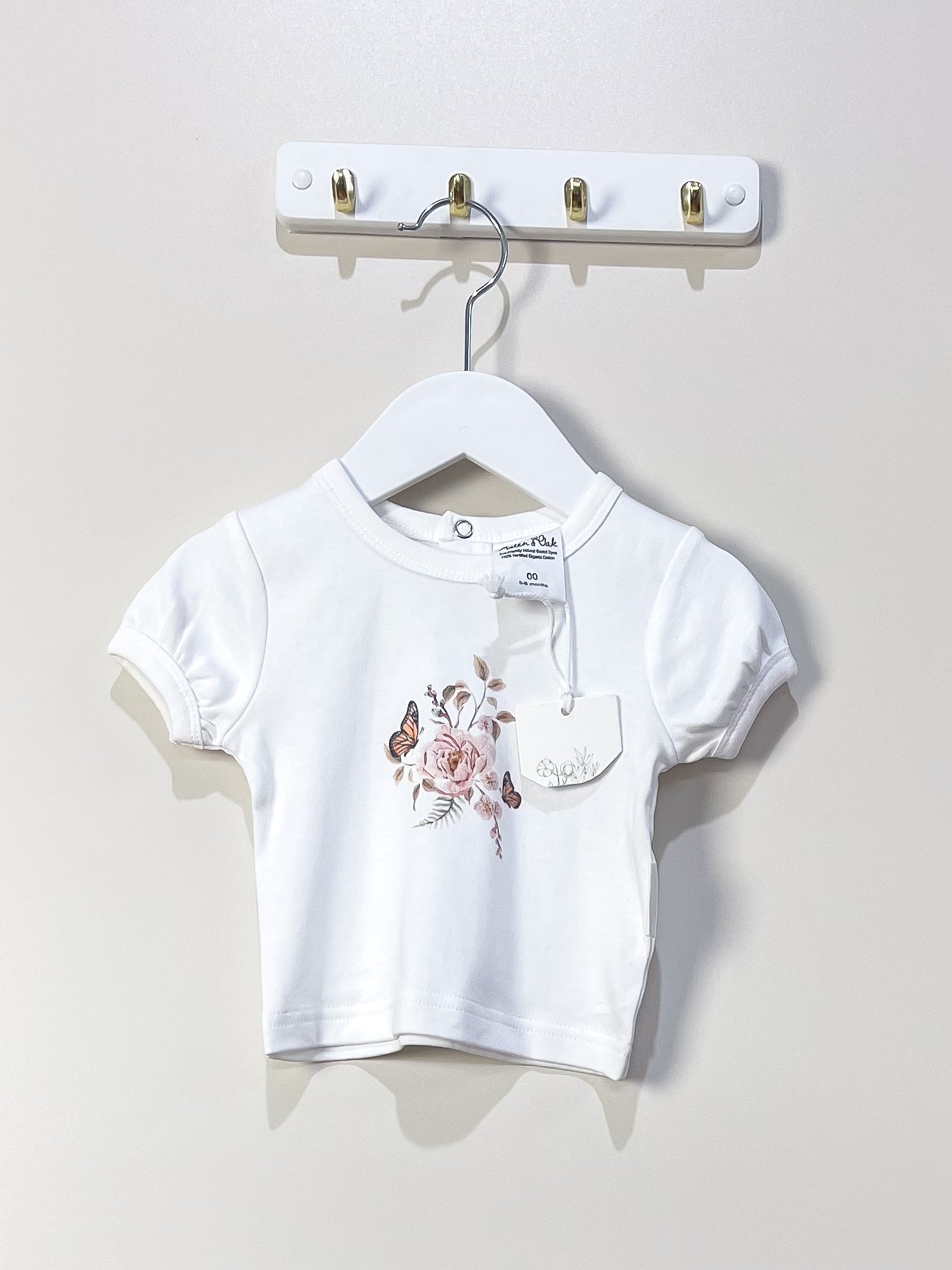 BNWT Aster & Oak organic butterfly garden tee (3-6m)