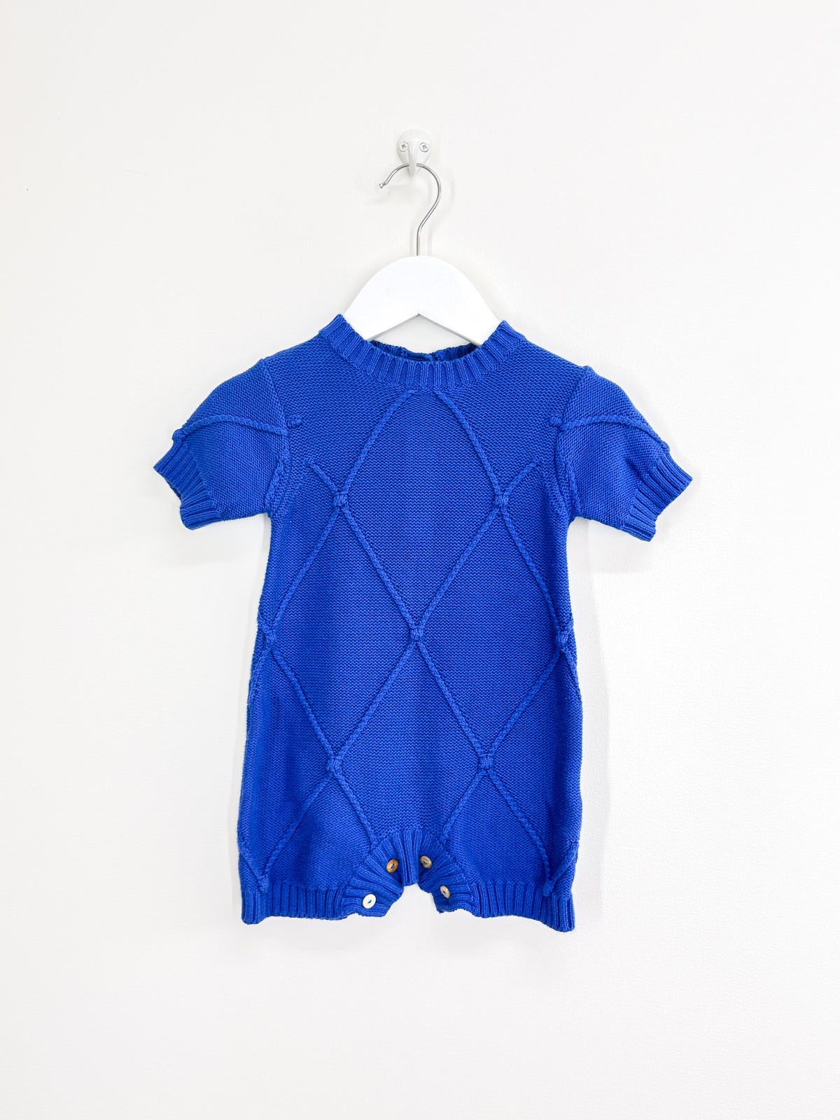 Carbon Soldier cable blue knit romper (3-6m)