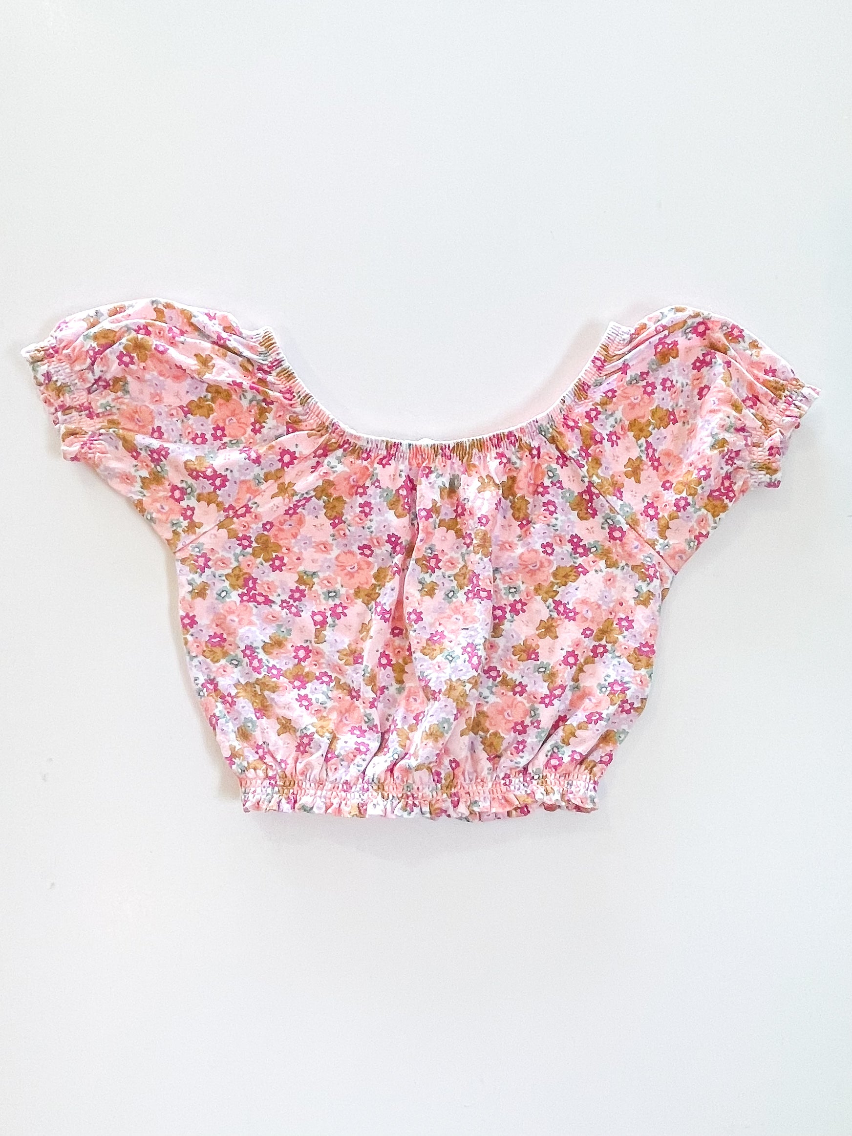 Cotton On Kids floral puff sleeve crop top (4y) - DEAD STOCK