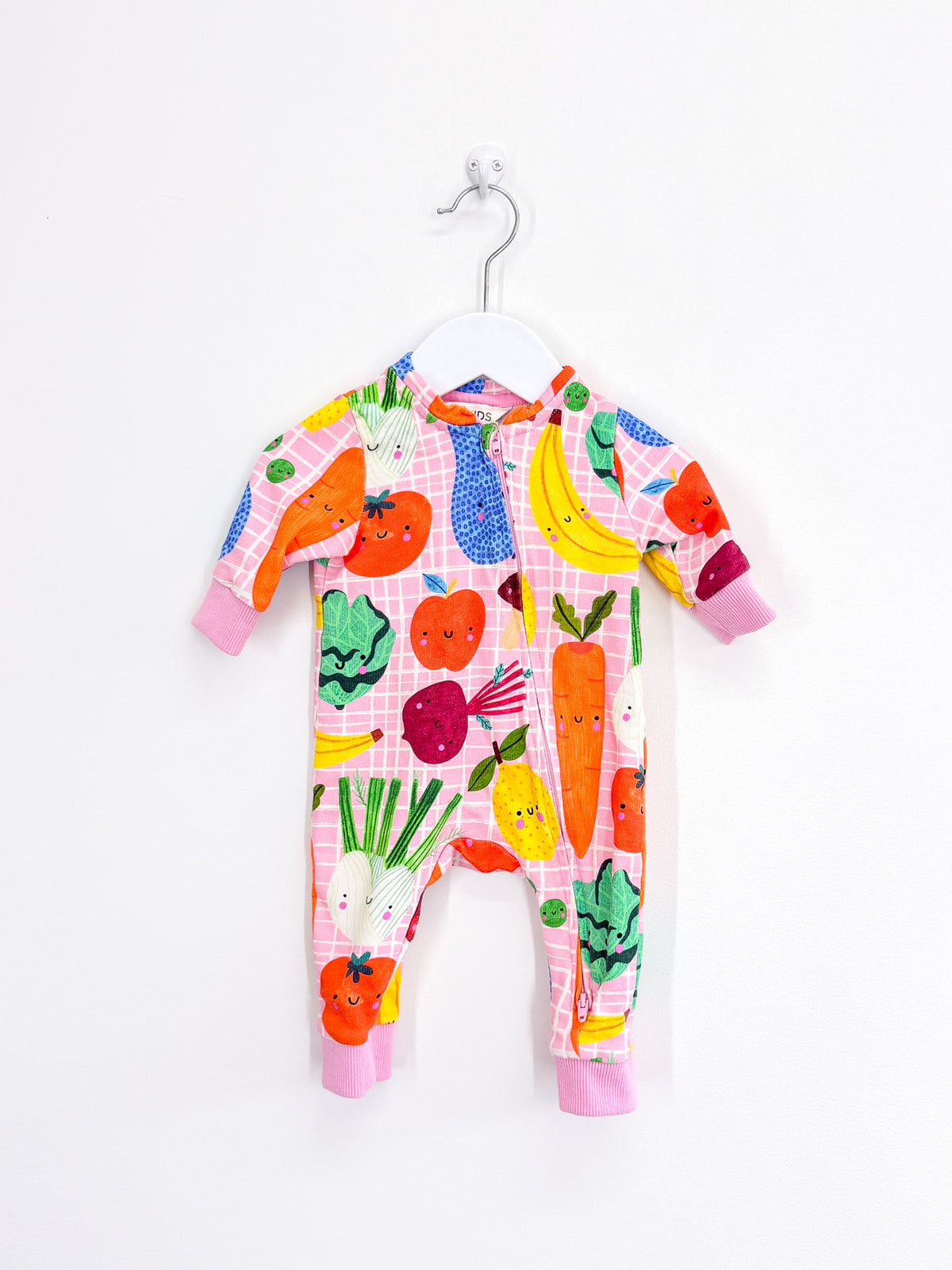 Gorman organic fruit & veges jersey zipsuit (0-3m)