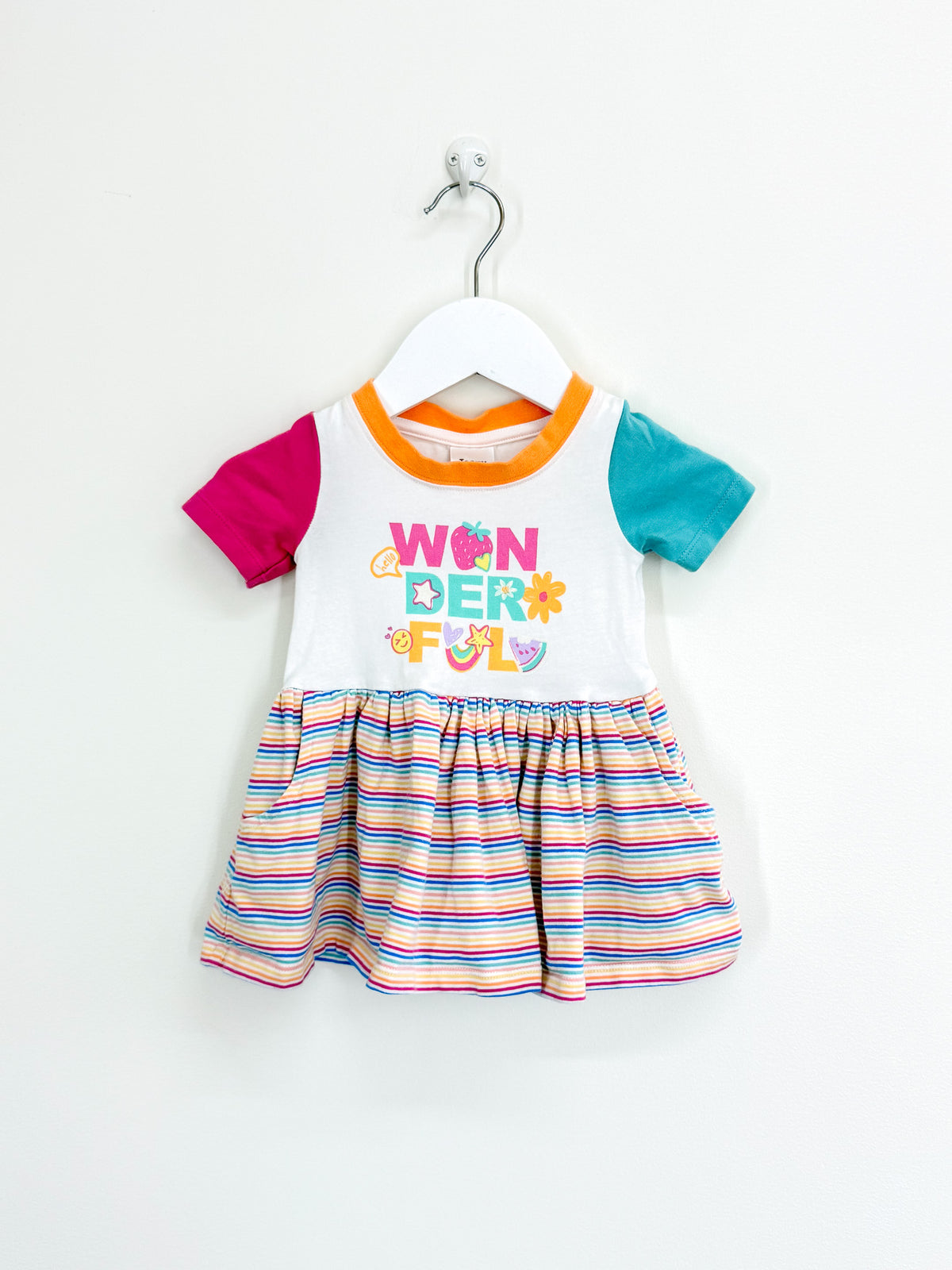Teeny Weeny wonderful short sleeve colourful dress (3-6m)