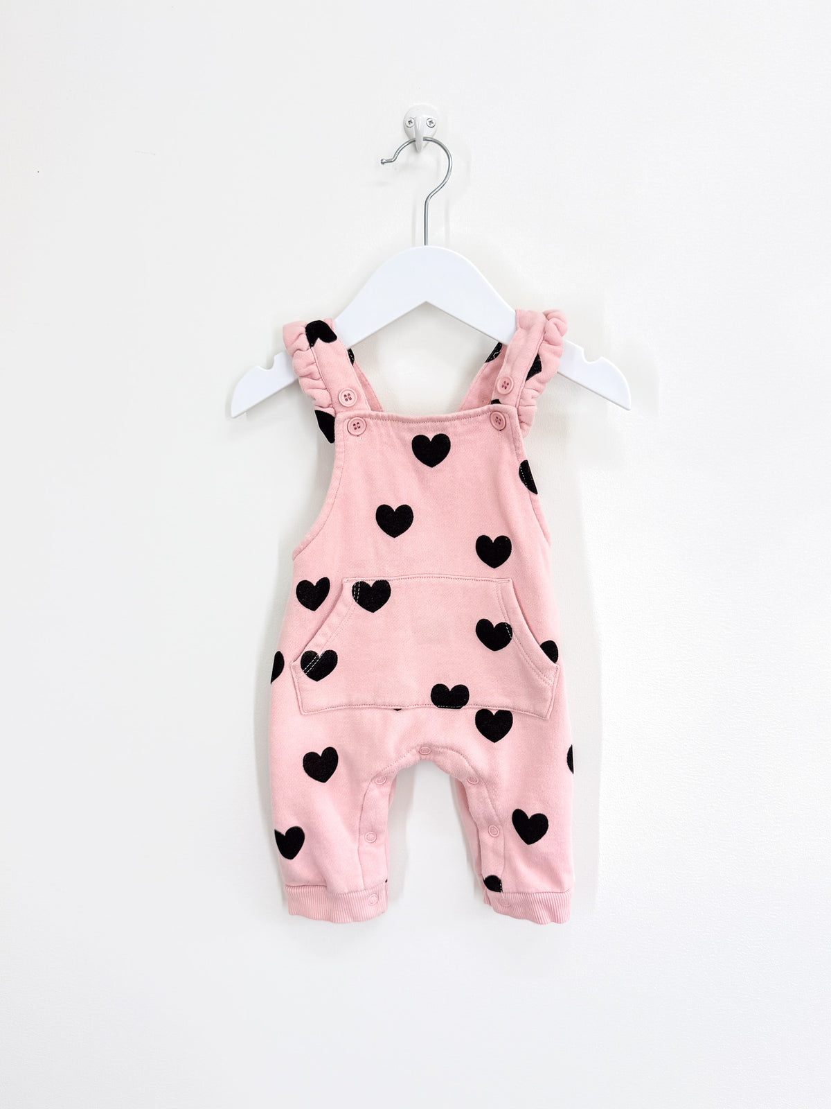 Teeny Weeny cotton fleece frill overalls (3-6m)