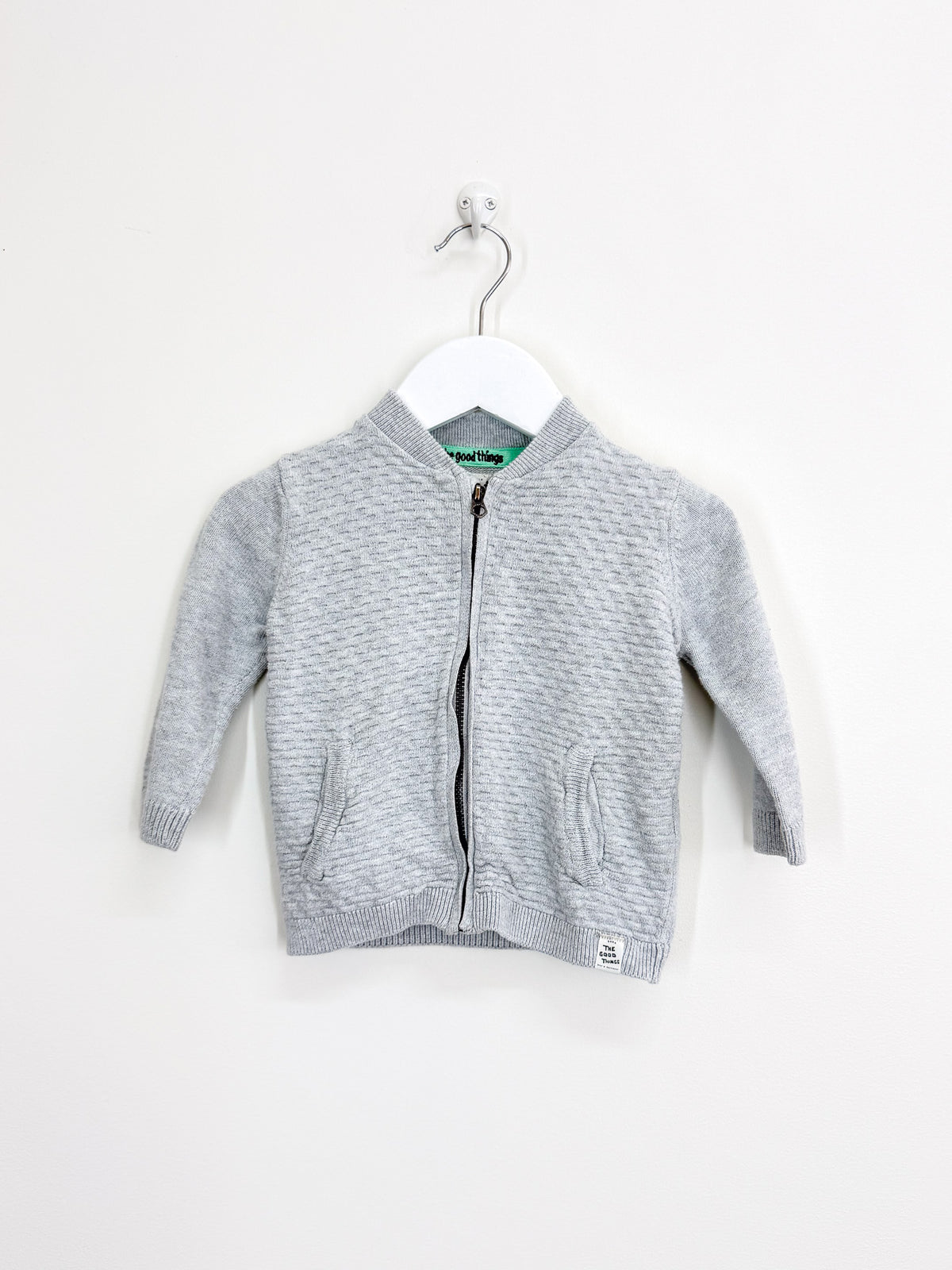 Zara grey zip knit jacket (12-18m)