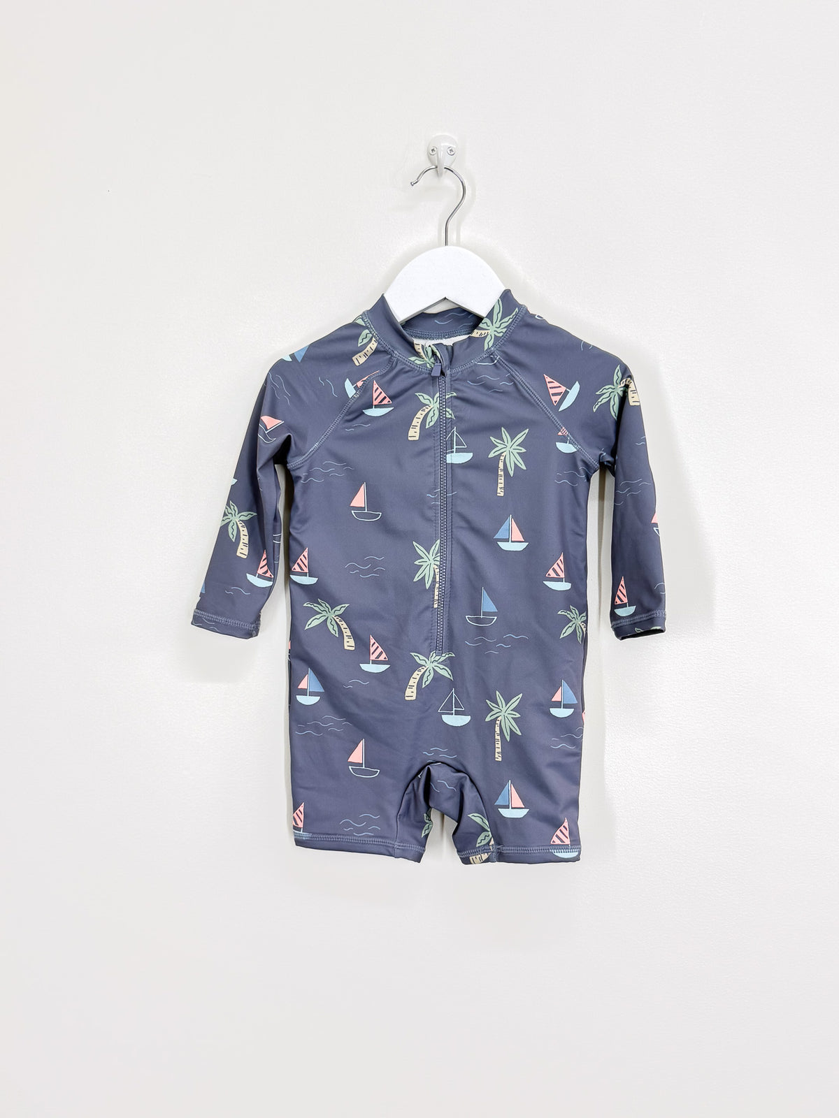 Cotton On Kids long sleeve swim rash suit - sailboats (12-18m)