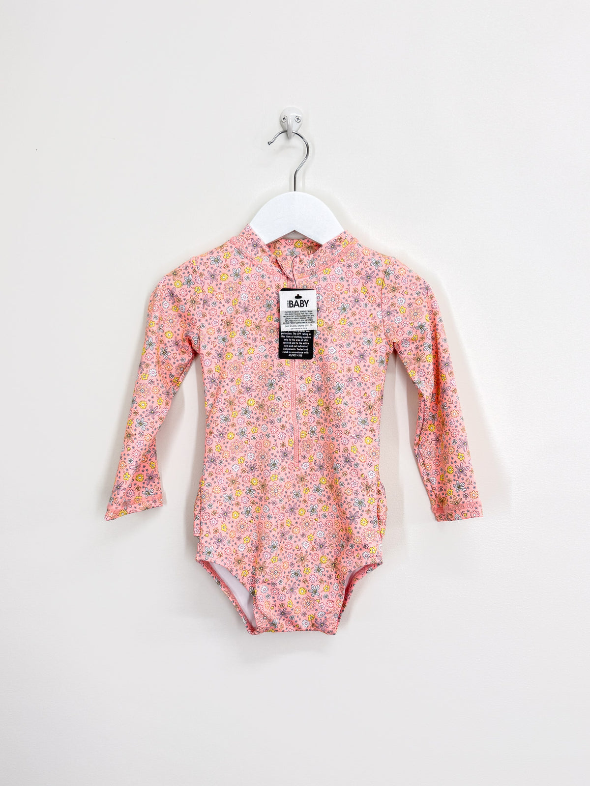 BNWT Cotton On Kids long sleeve ruffle back togs - coral (18-24m)