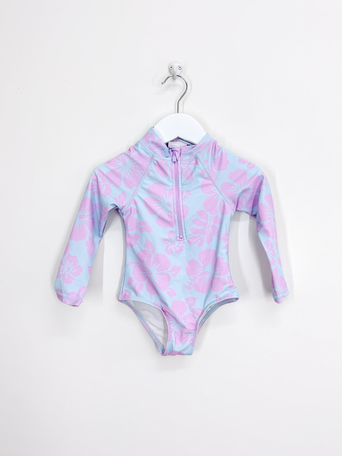 Cotton On Kids long sleeve swimsuit - blue lilac hibiscus (2y)