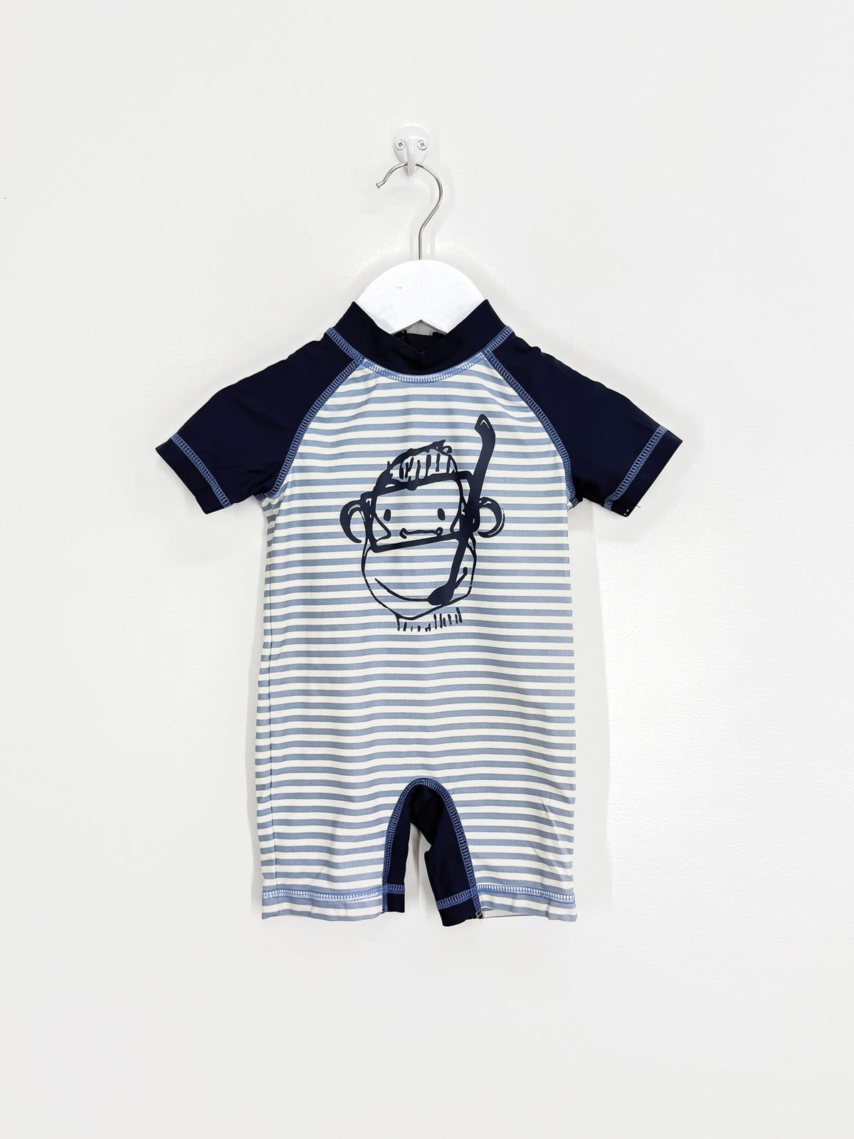 Next monkey swim rash suit - blue stripe (9-12m)