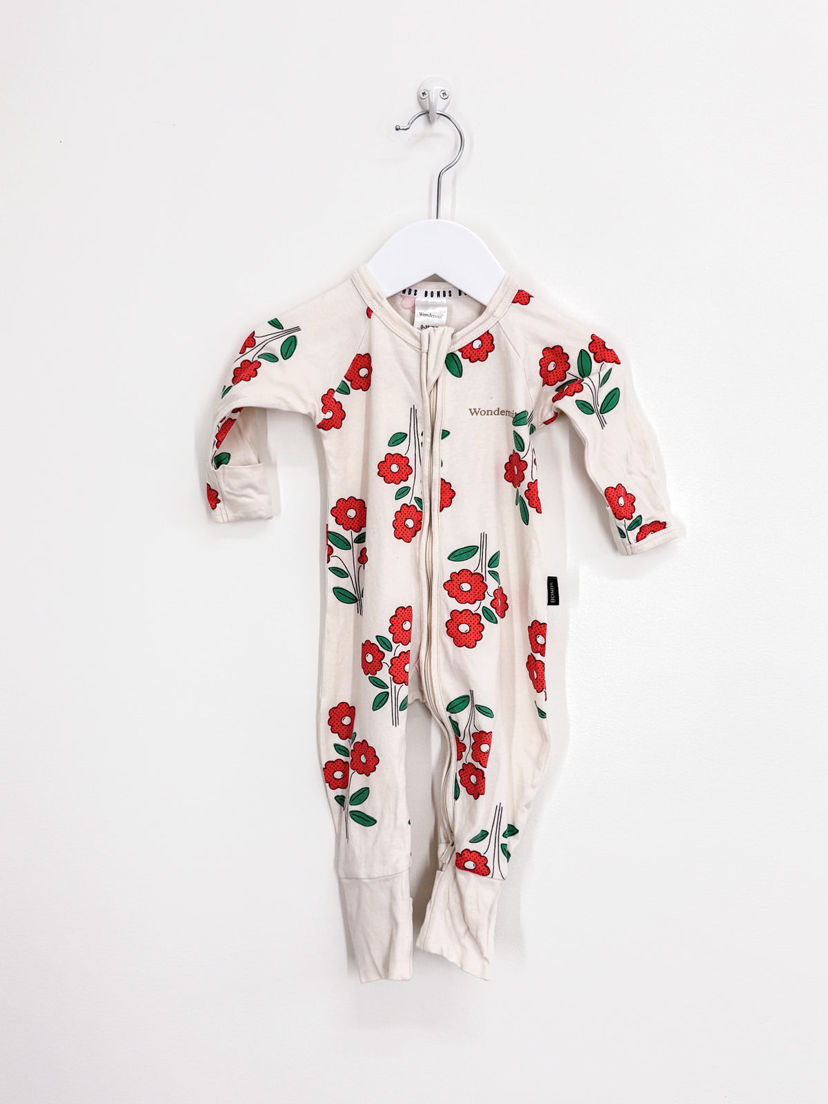 Bonds wondersuit - cream bouquet (0-3m)