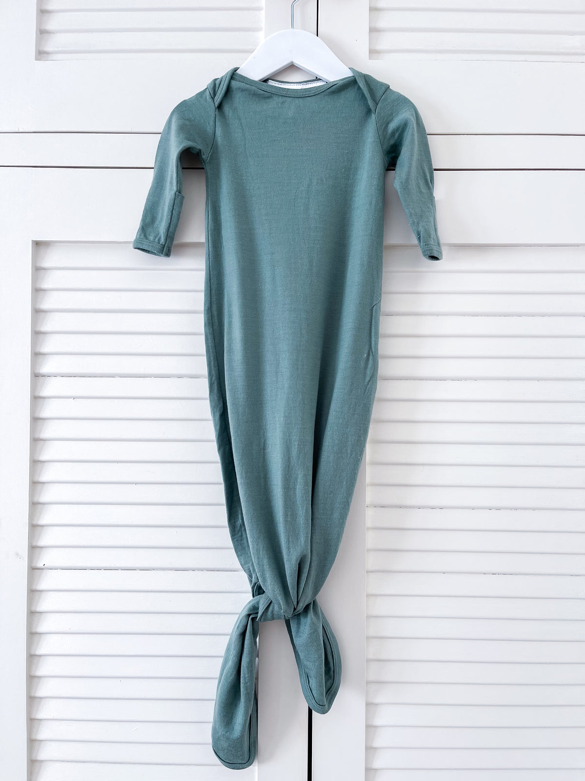 The Sleep Store merino knot gown - sage (0-3m)