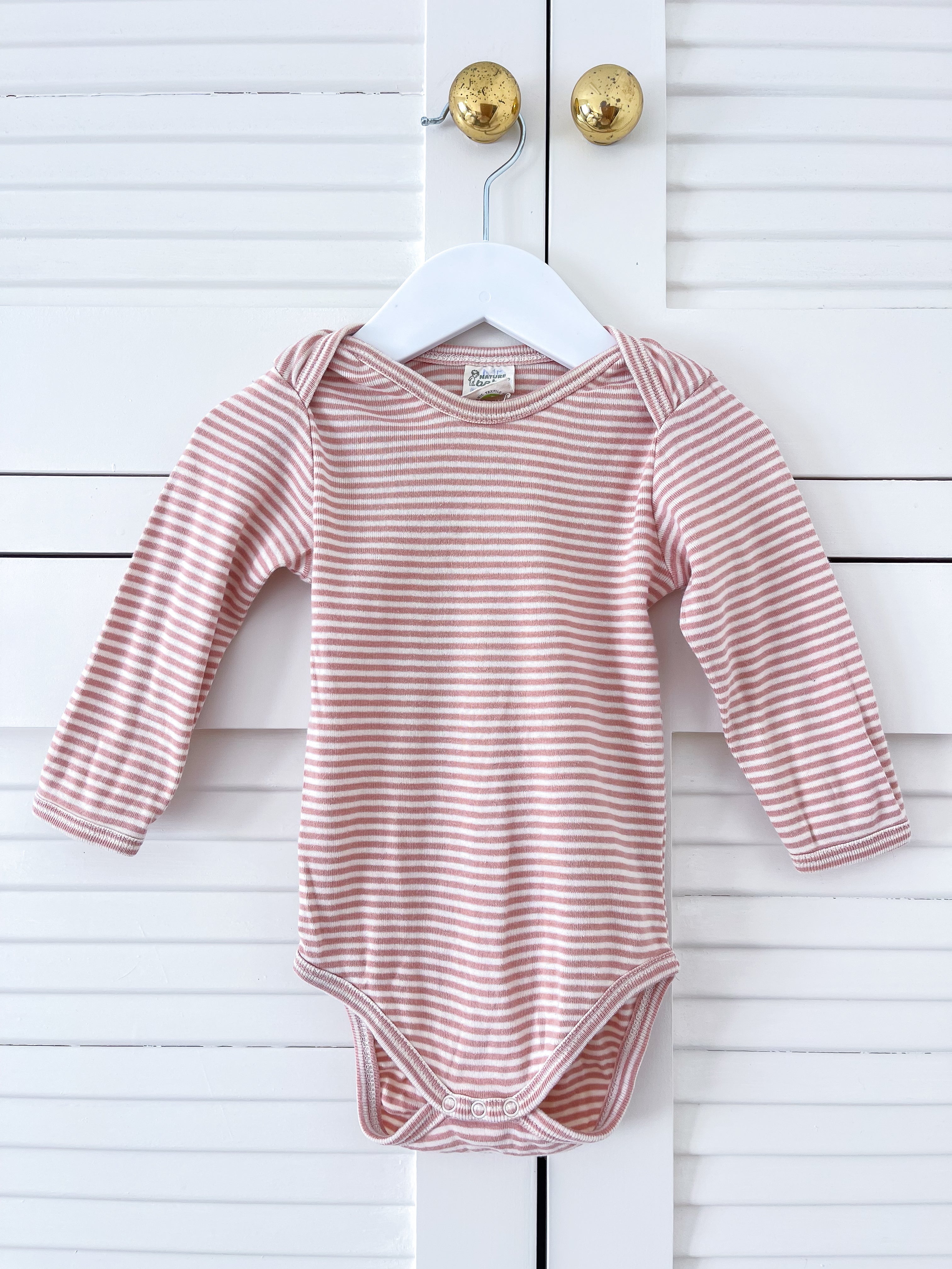 Nature Baby organic bodysuit - pink stripe (1y)