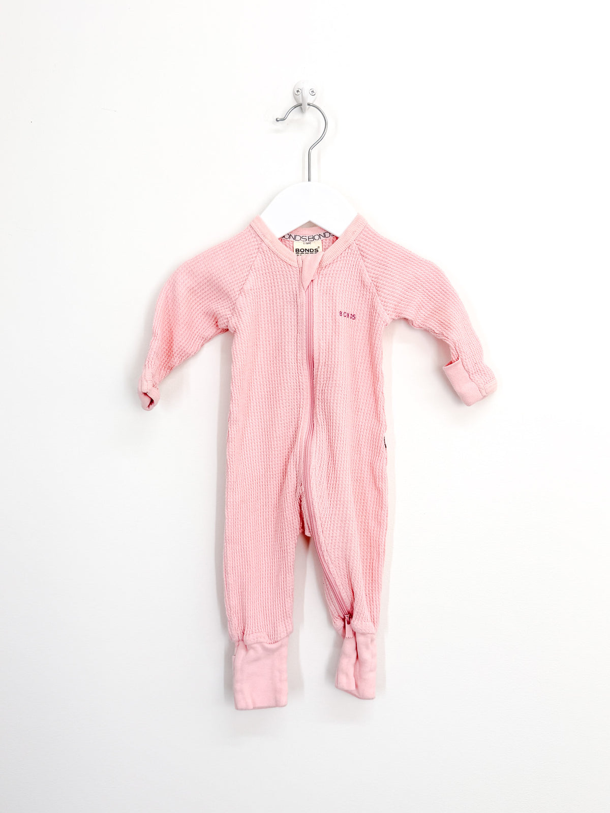 Bonds re-loved waffle suit - pink (0-3m)