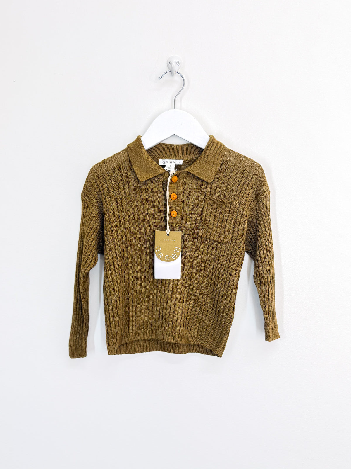 BNWT Grown linen rib button up jumper (18-24m)