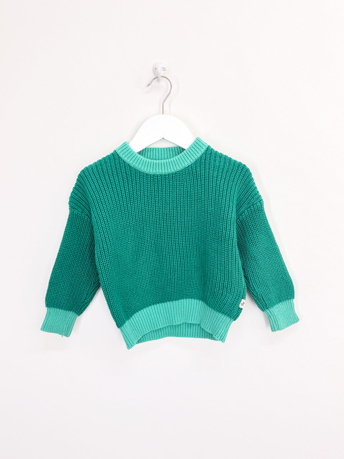 BNWOT Sunday Siblings chunky knit sweater - green (3-12m)