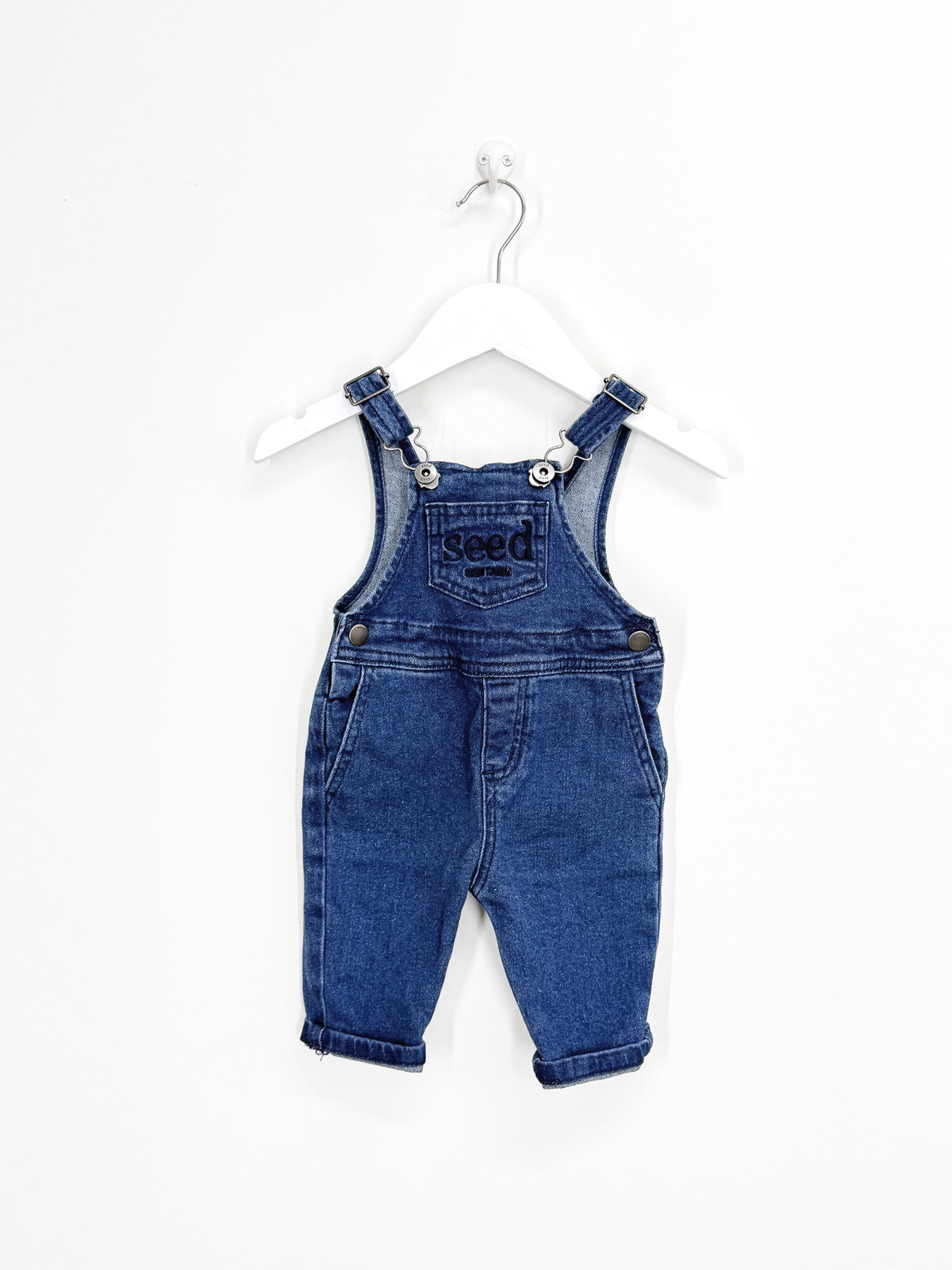 Seed Heritage core logo denim overalls (0-3m)