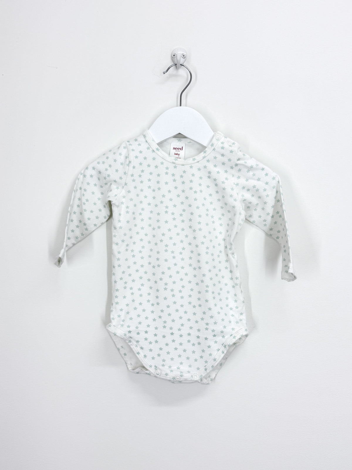 Seed long sleeve bodysuit - mint stars (6-12m)