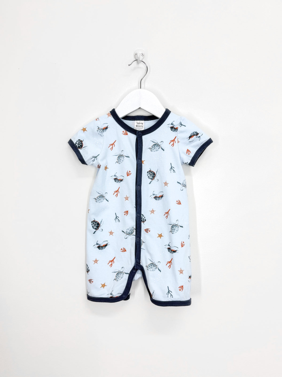 Teeny Weeny short button onesie - turtles (6-12m)