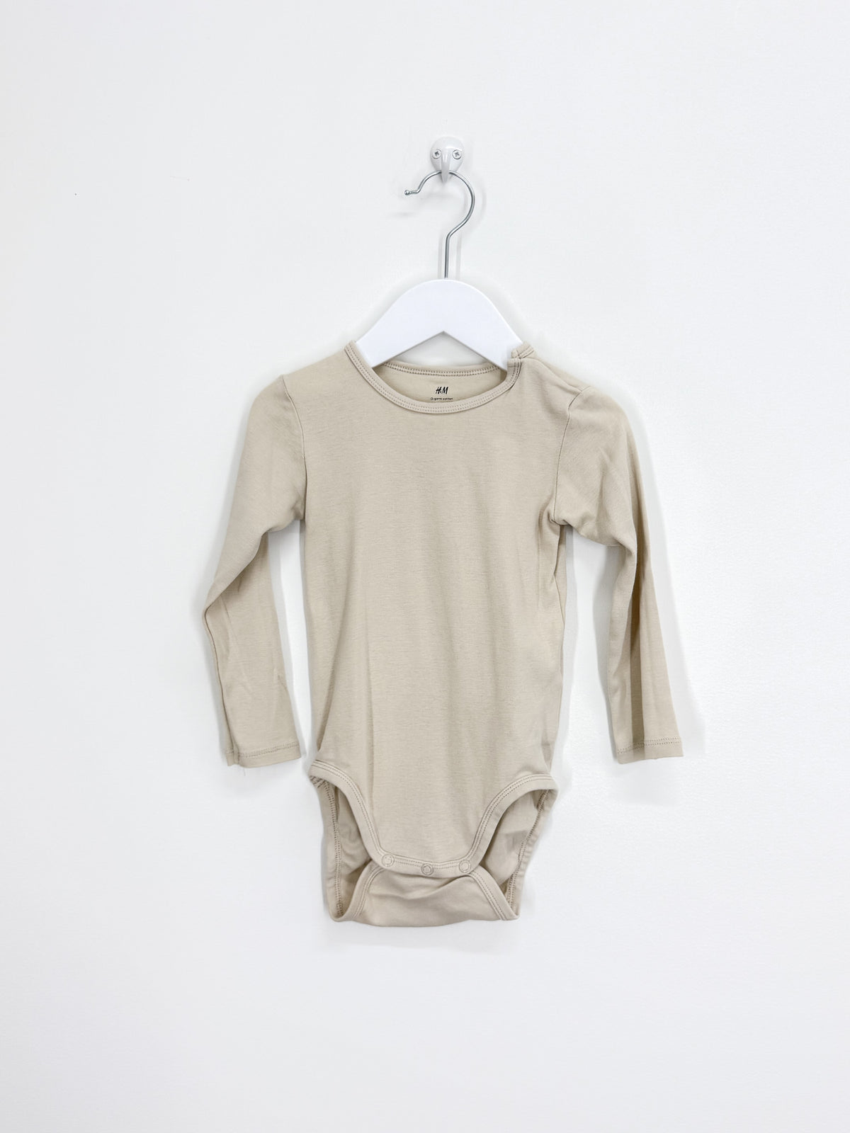 H&M organic long sleeve bodysuit - beige (18-24m)