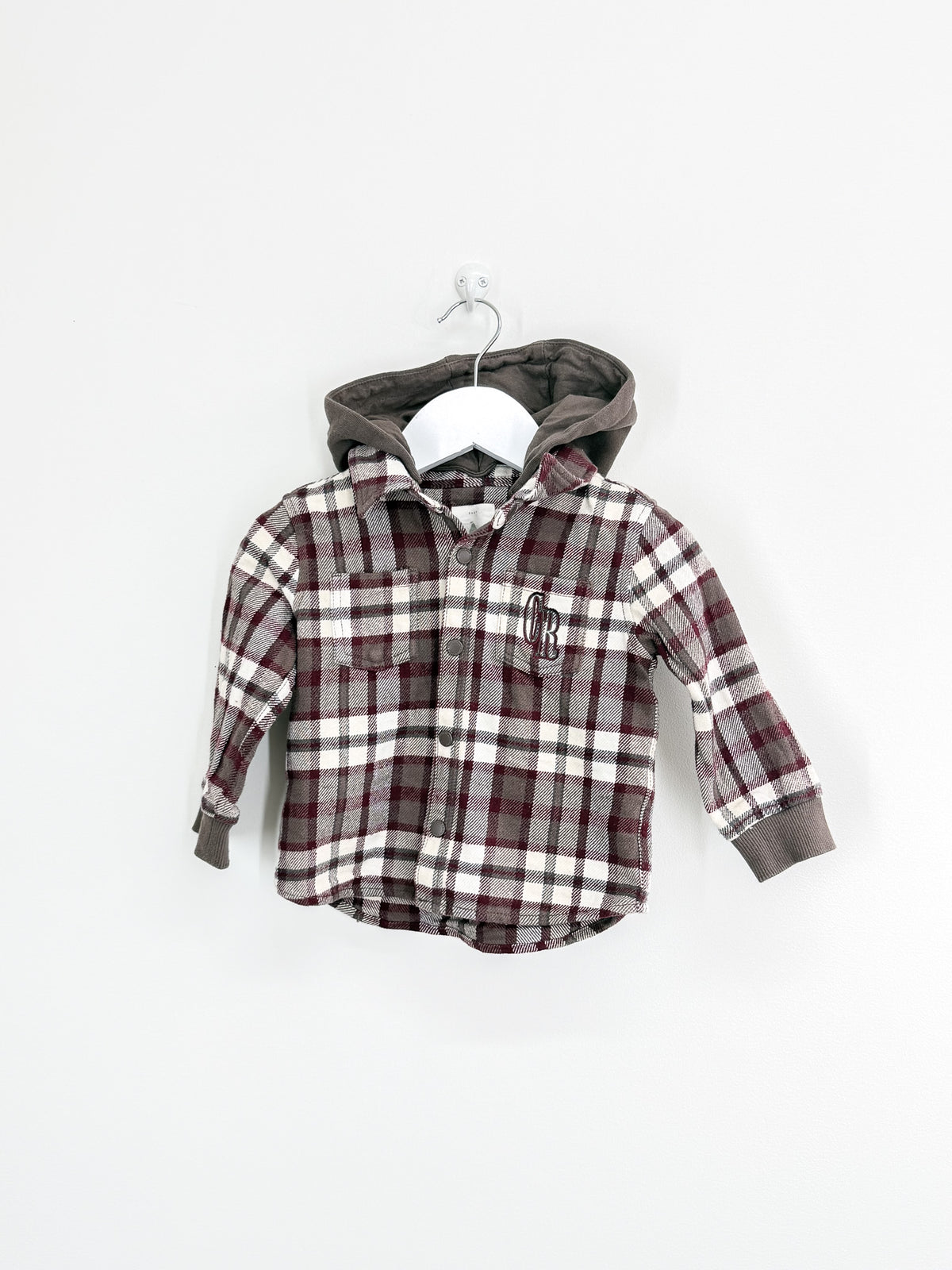 Country Road plaid hooded shacket (12-18m)