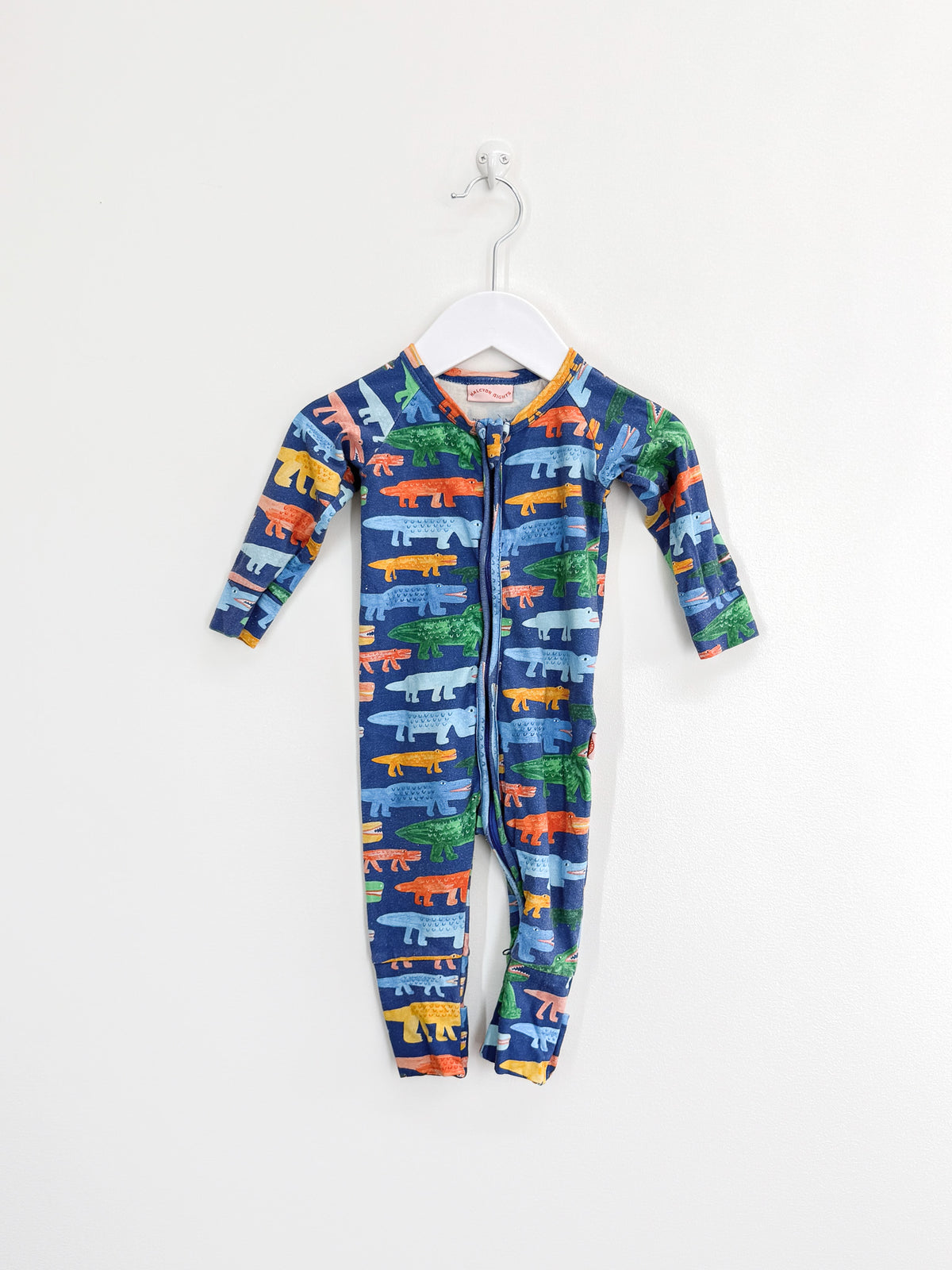 Halcyon Nights long sleeve zip romper - crocodiles (0-3m)