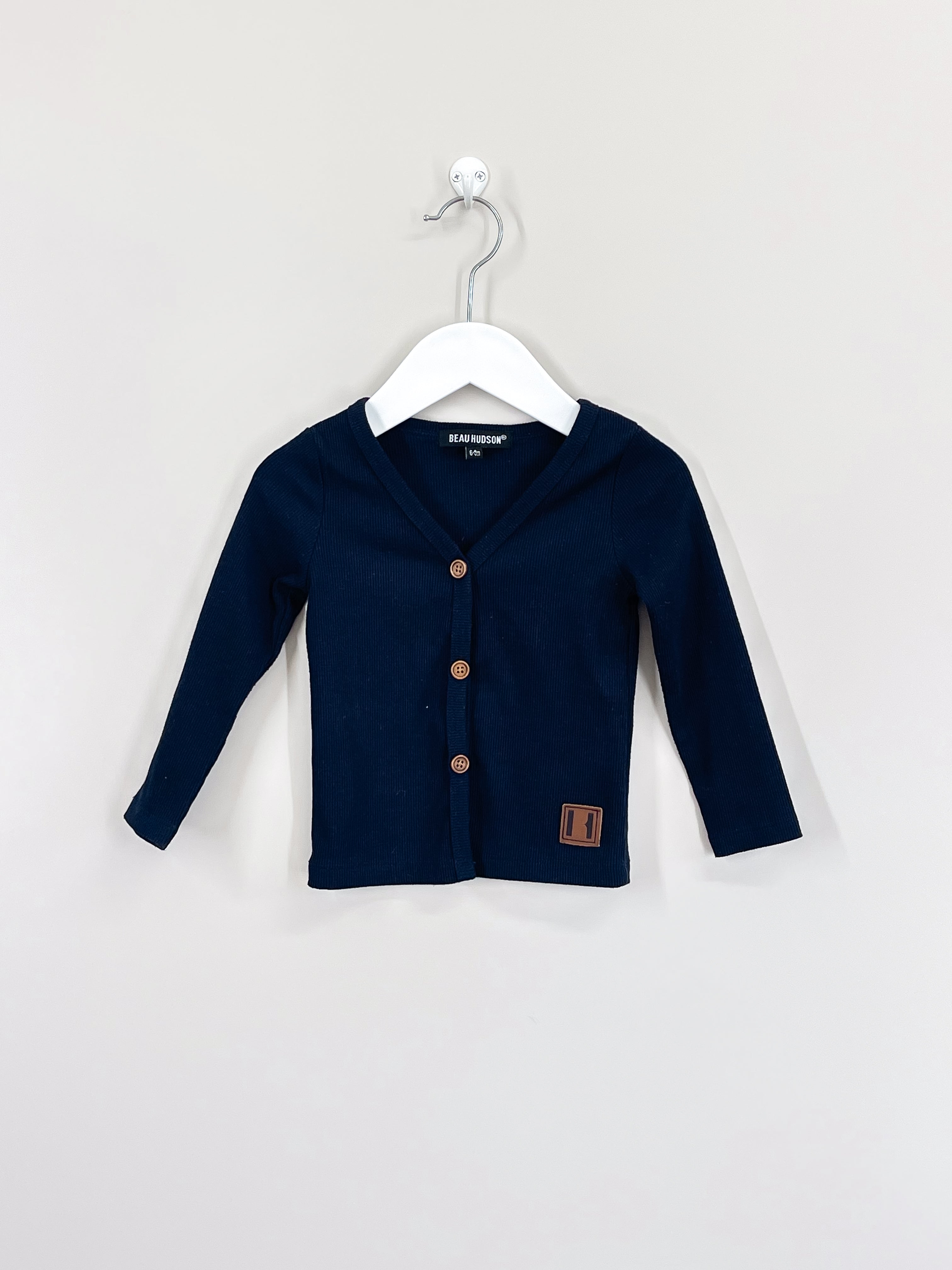 Beau Hudson rib cotton cardigan - navy (6-9m)