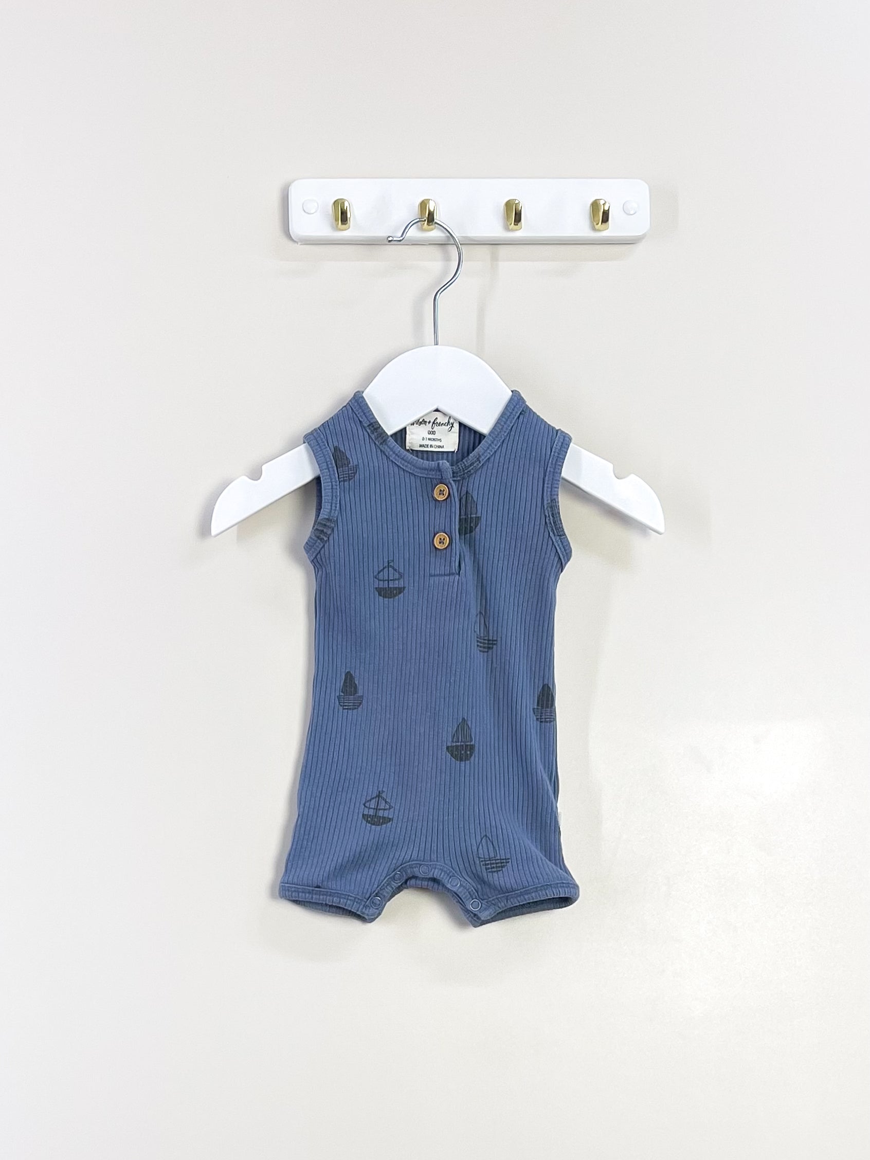 Wilson & Frenchy organic ribbed romper (0-3m)