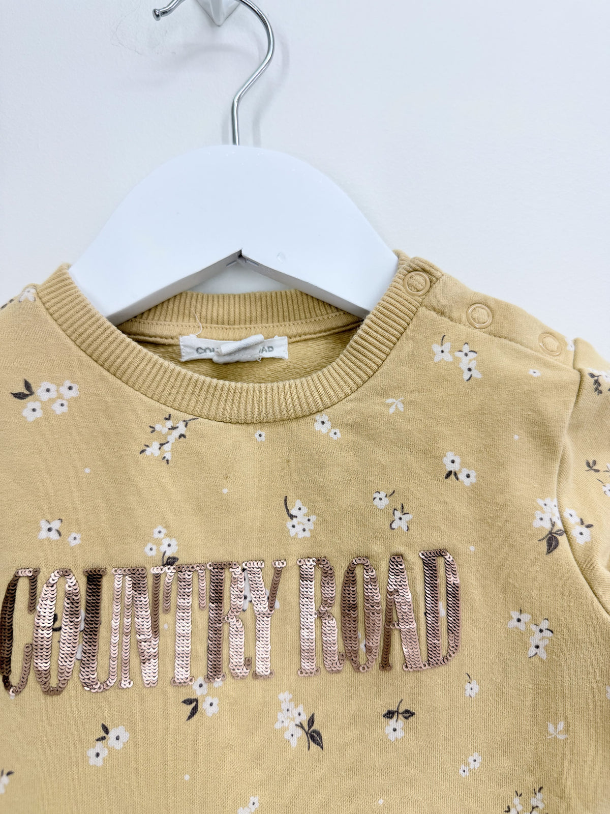 Country Road heritage sequin floral long sleeve dress (12-18m)