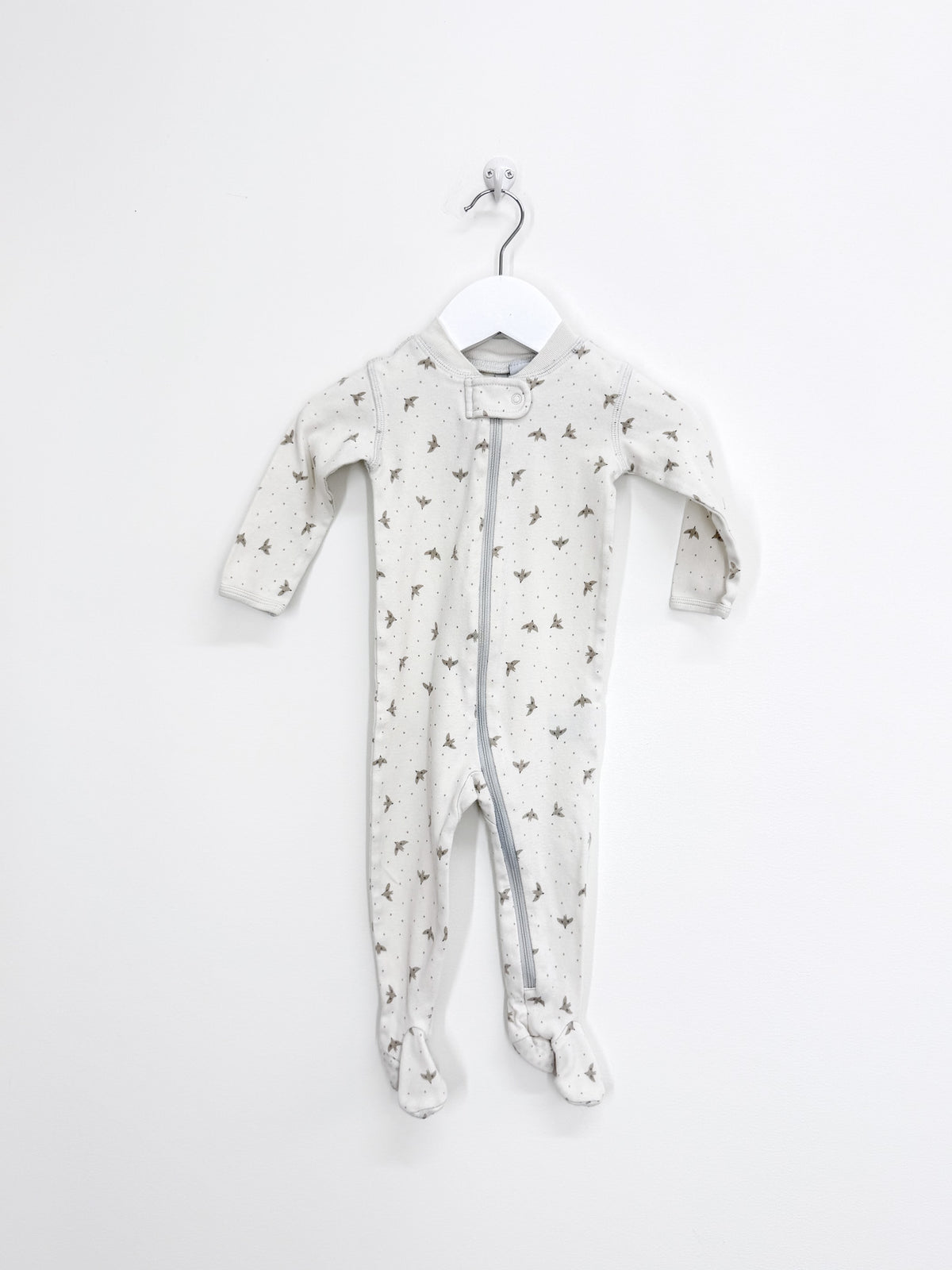 Quincy Mae organic footed zip sleeper - birds (6-12m)
