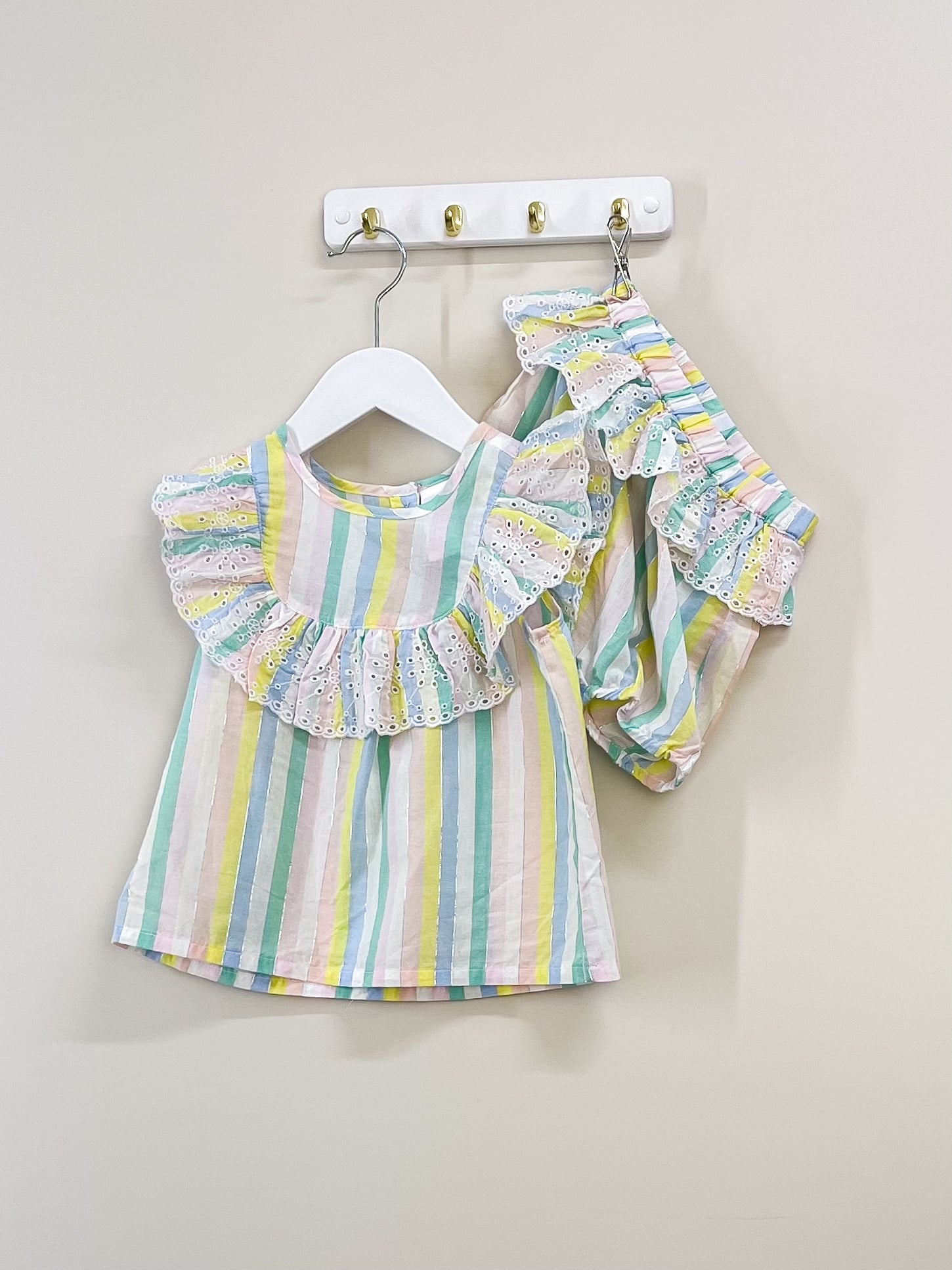 Teeny Weeny striped lace set (18-24m)