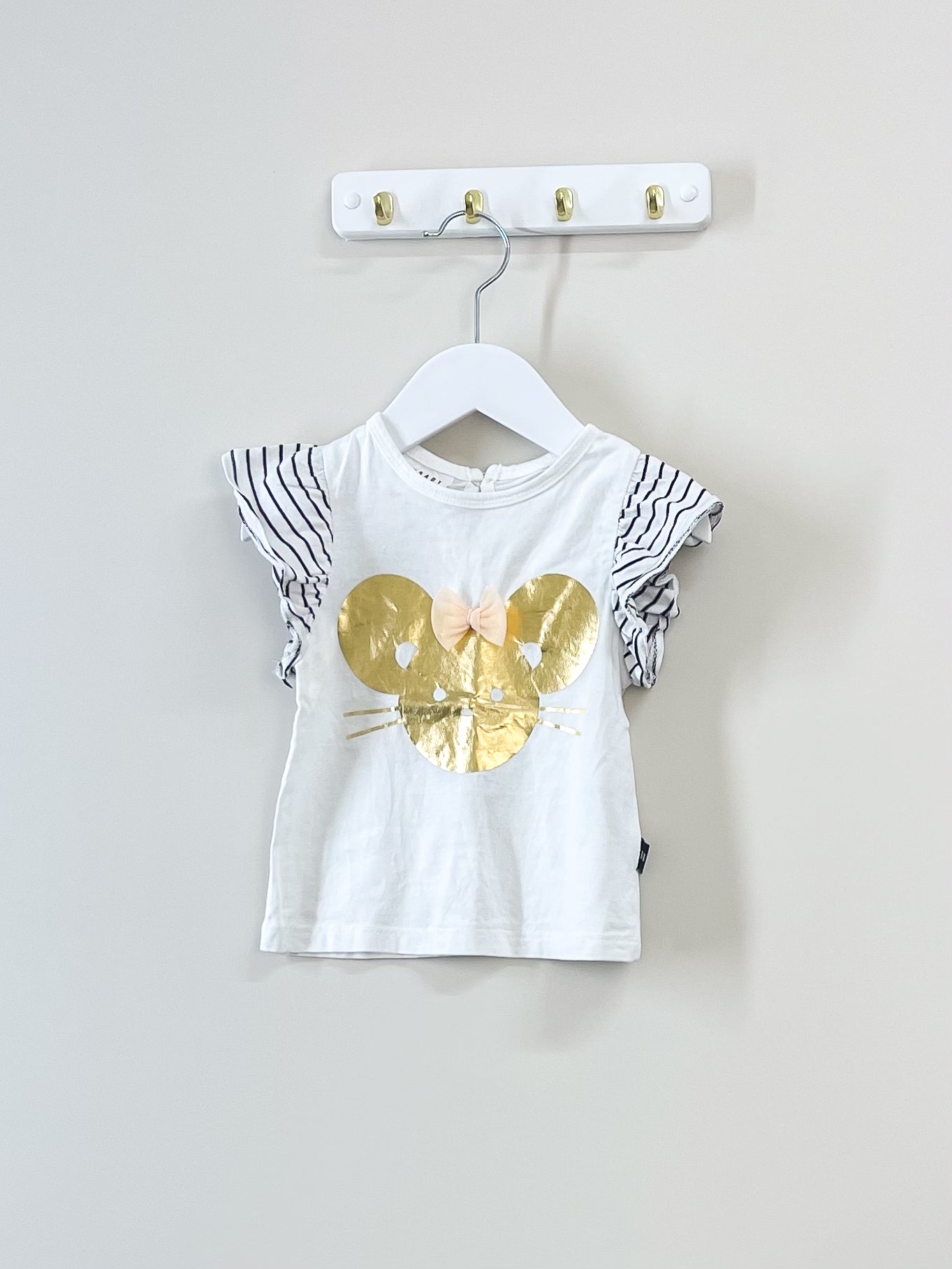 Hux organic gold mouse frill tee (2y)