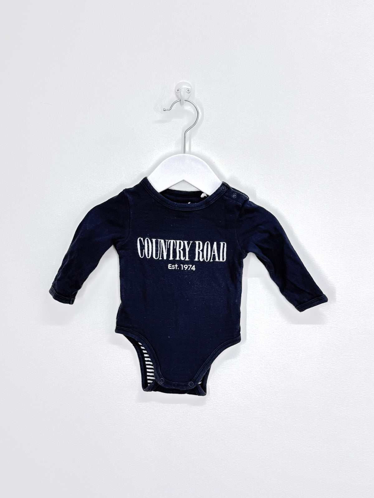 Country Road organic heritage long sleeve bodysuit (0-3m)