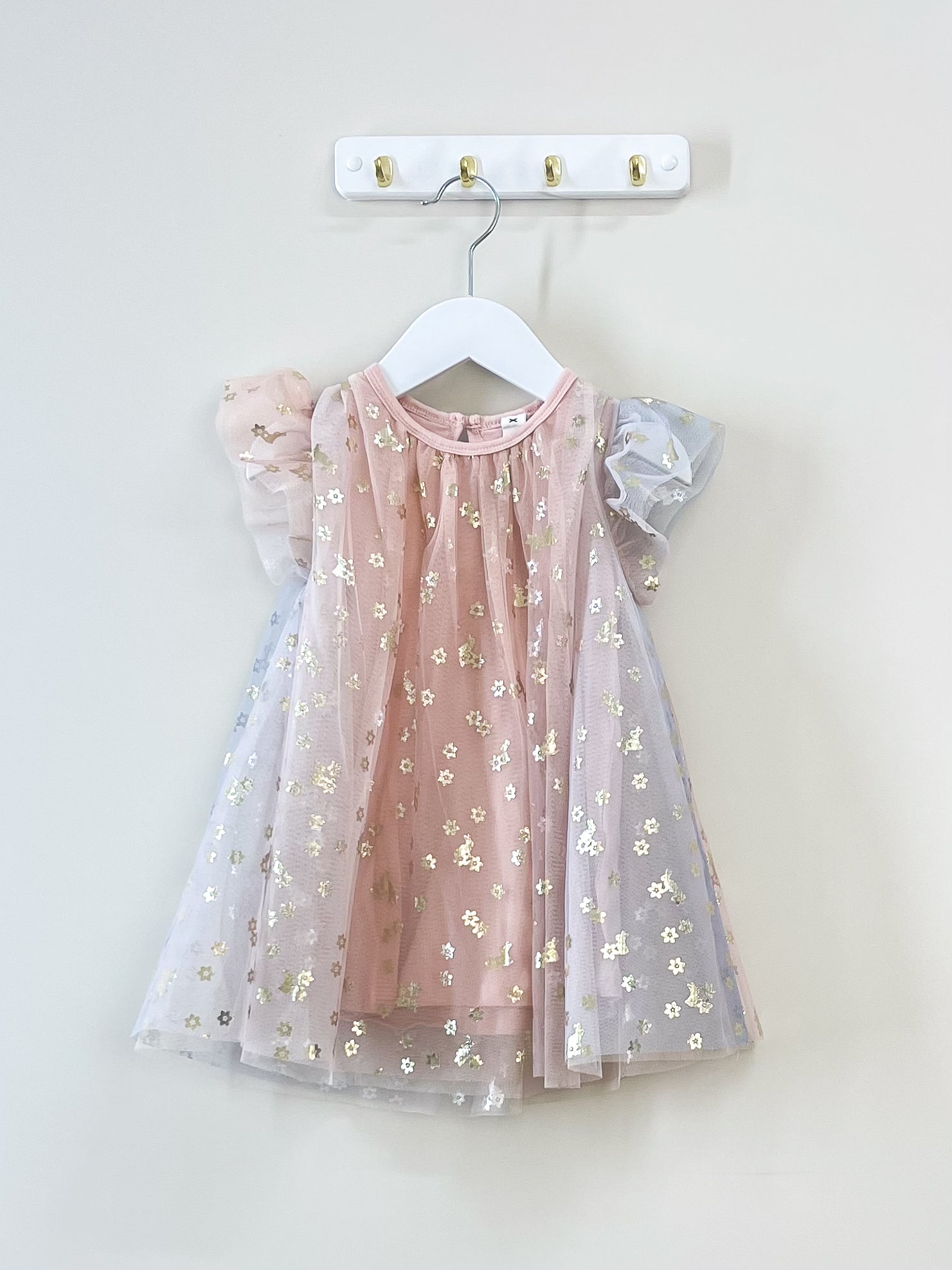 Hux rainbow bunnies flutter sleeve dress (18-24m)