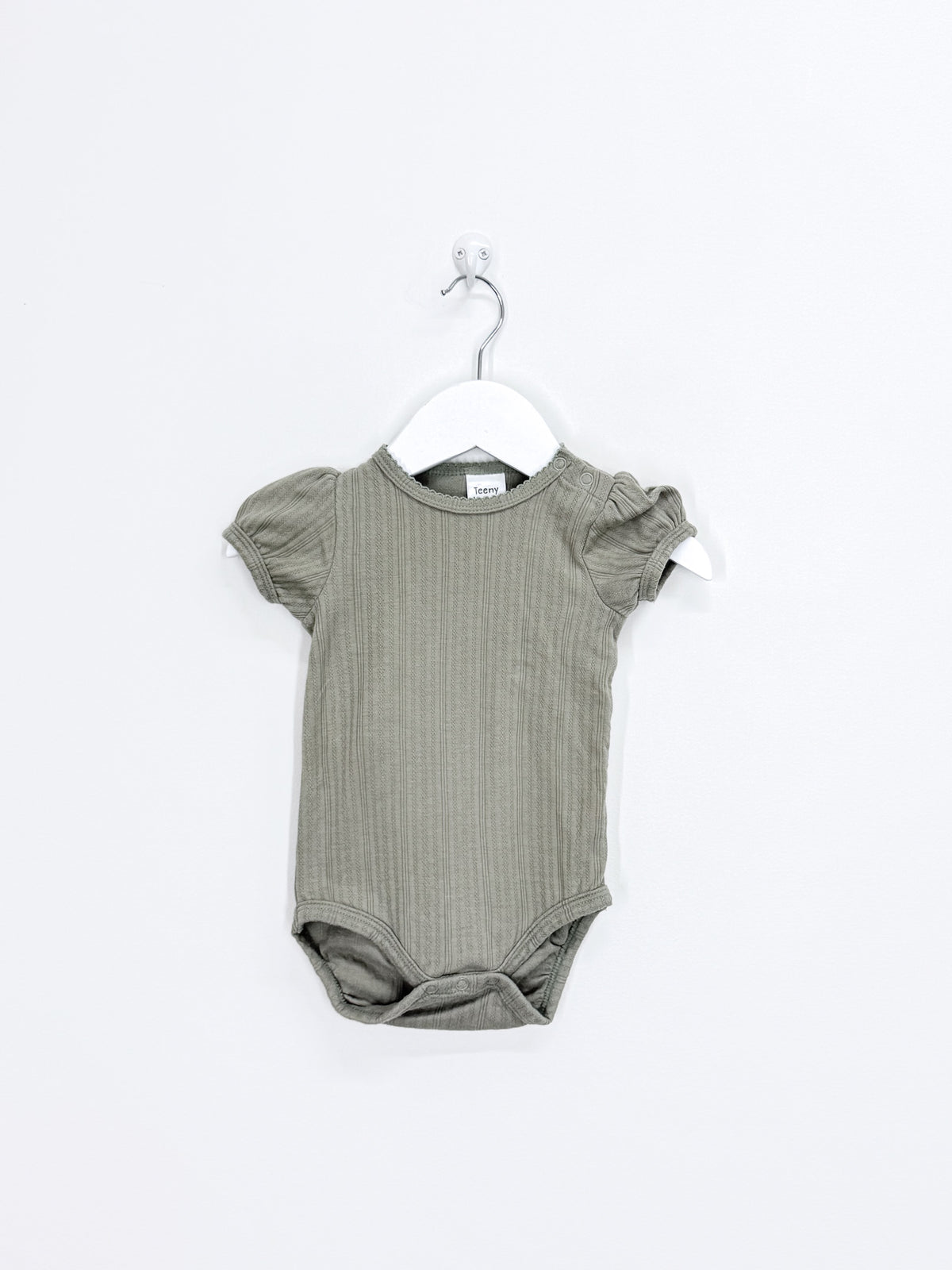 Teeny Weeny short sleeve pointelle rib bodysuit - green (3-6m)