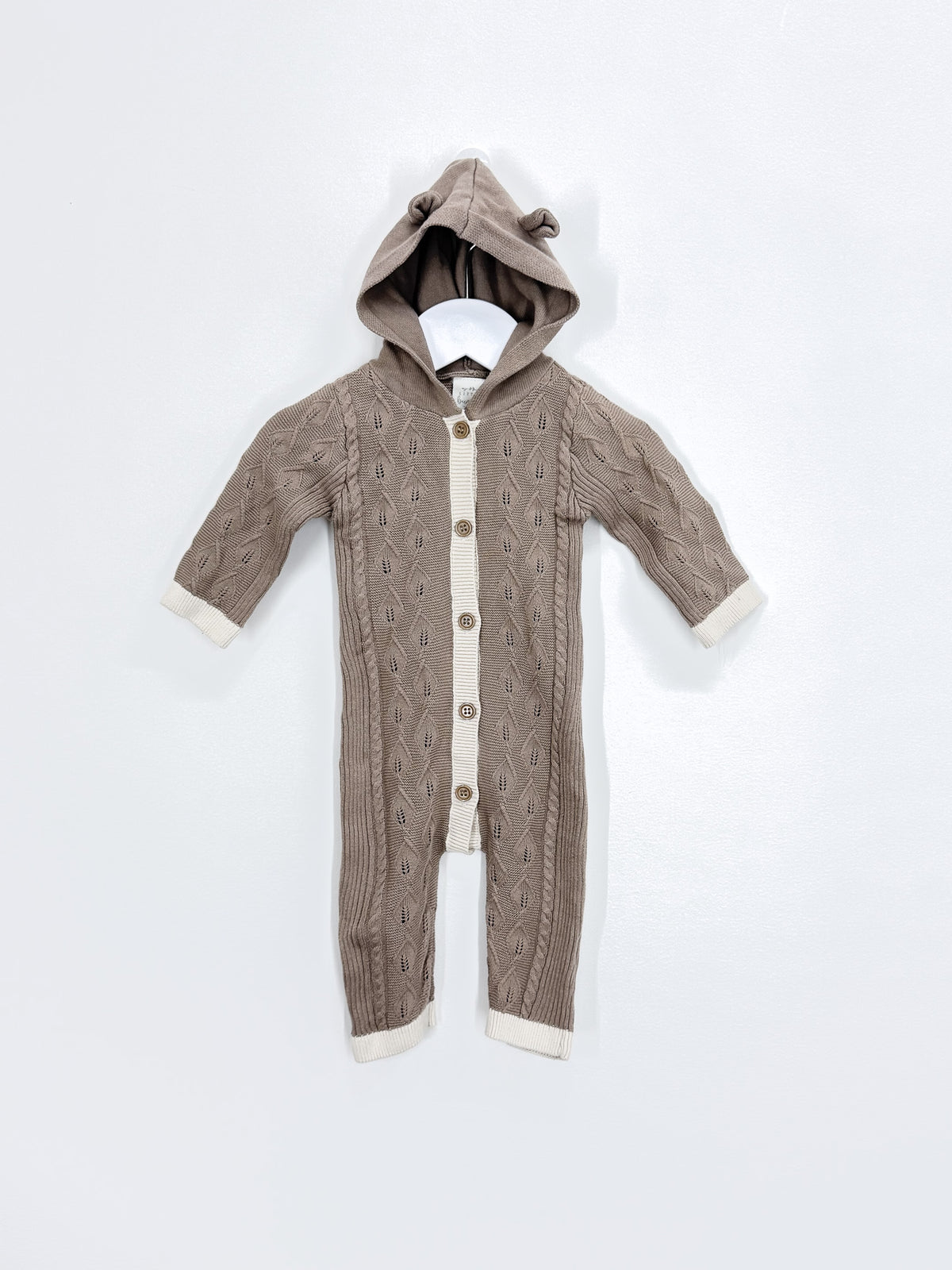 Little Bundle hooded pointelle knit romper (0-3m)